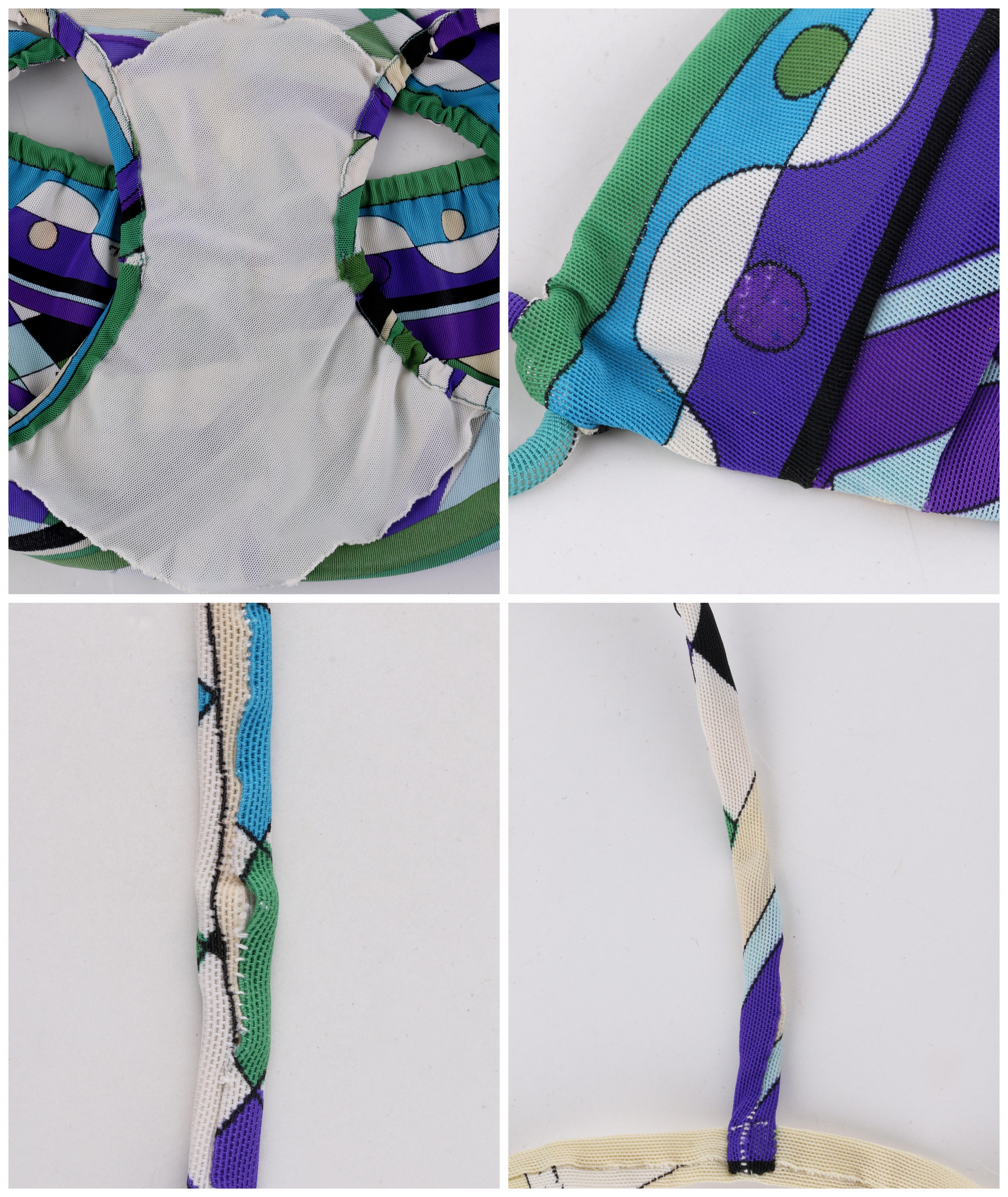 EMILIO PUCCI c.1960 Blu Stampa Firma 2 Pezzi Bikini Costume da bagno in vendita 3