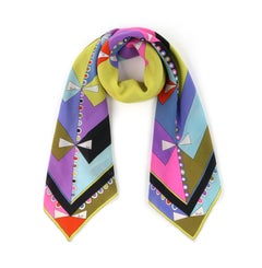 EMILIO PUCCI c.1960’s “Colletti” Op Art Geometric Ribbon Print Square Silk Scarf