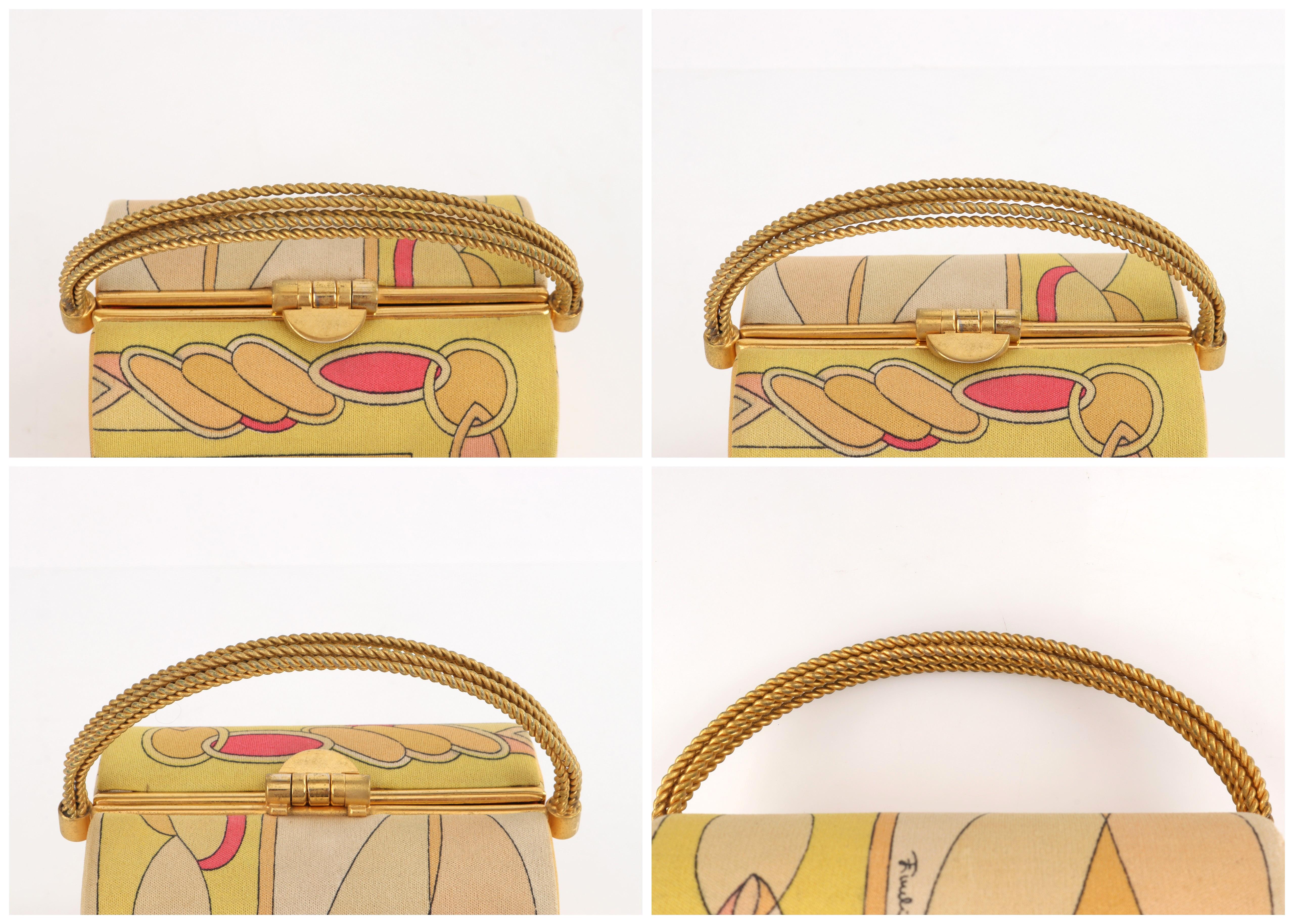 EMILIO PUCCI c.1960's Geometrische Hartschalen Geldbörse Gold Hardware Handtasche 6