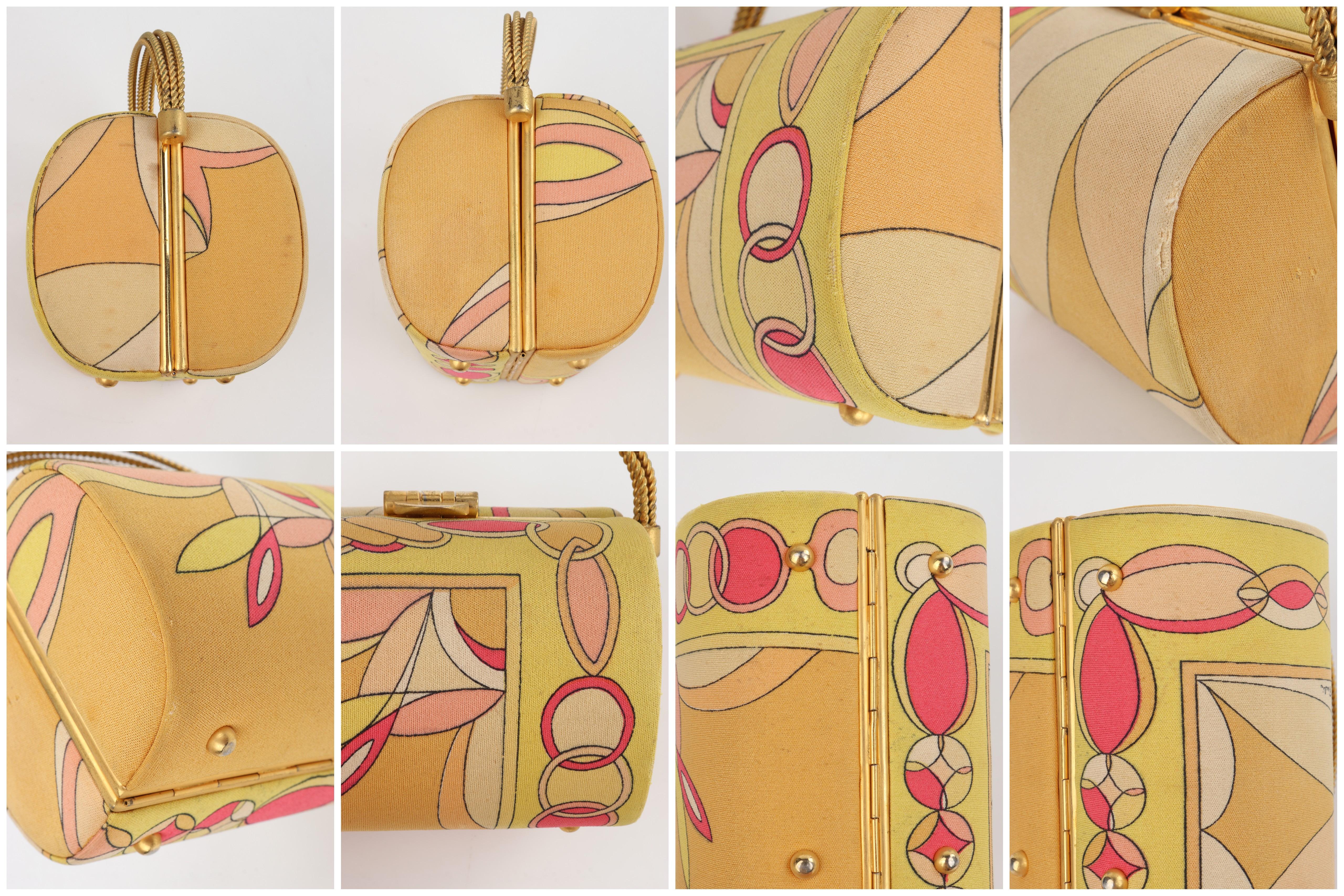 EMILIO PUCCI c.1960's Geometrische Hartschalen Geldbörse Gold Hardware Handtasche 7