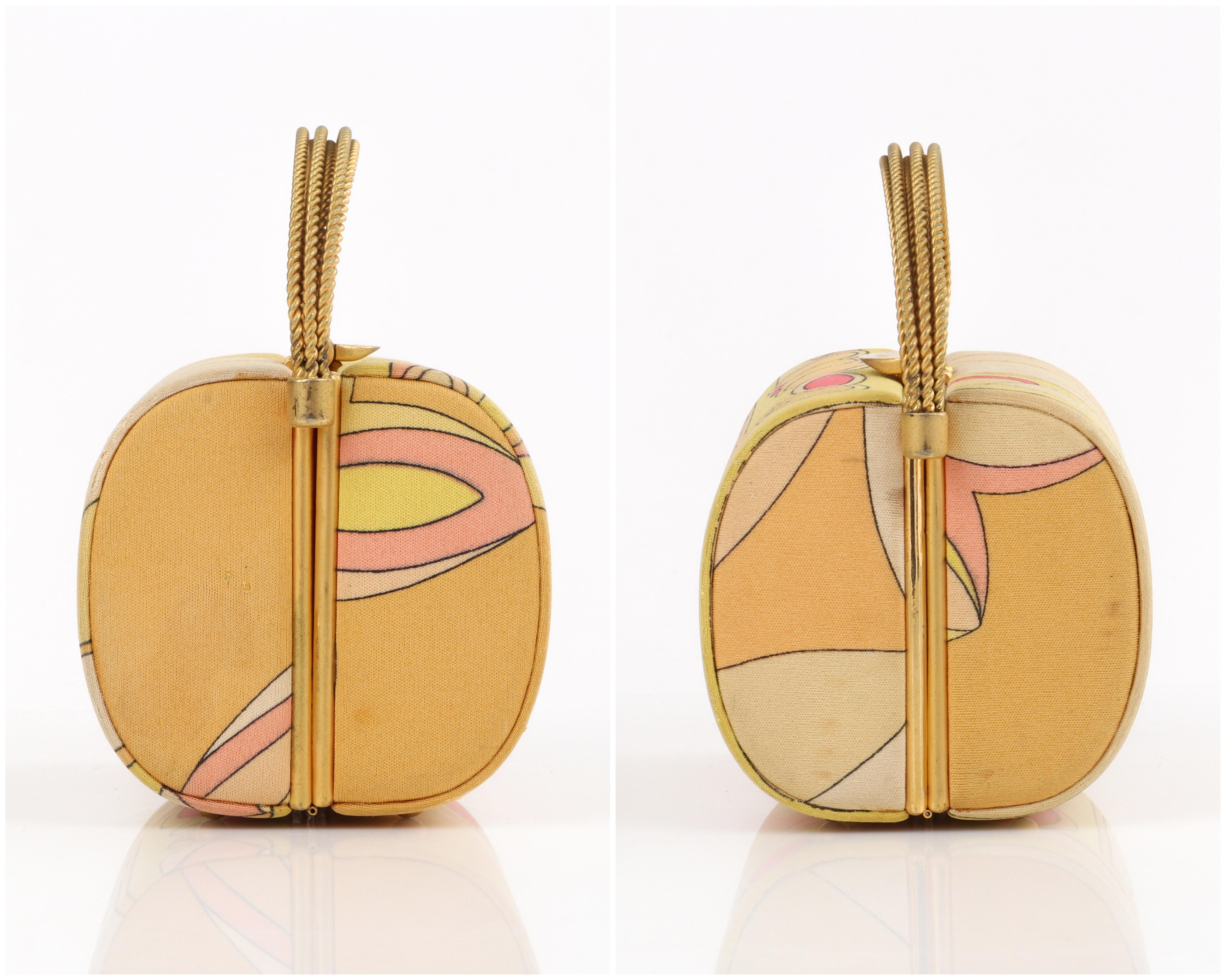 EMILIO PUCCI c.1960's Geometrische Hartschalen Geldbörse Gold Hardware Handtasche Damen