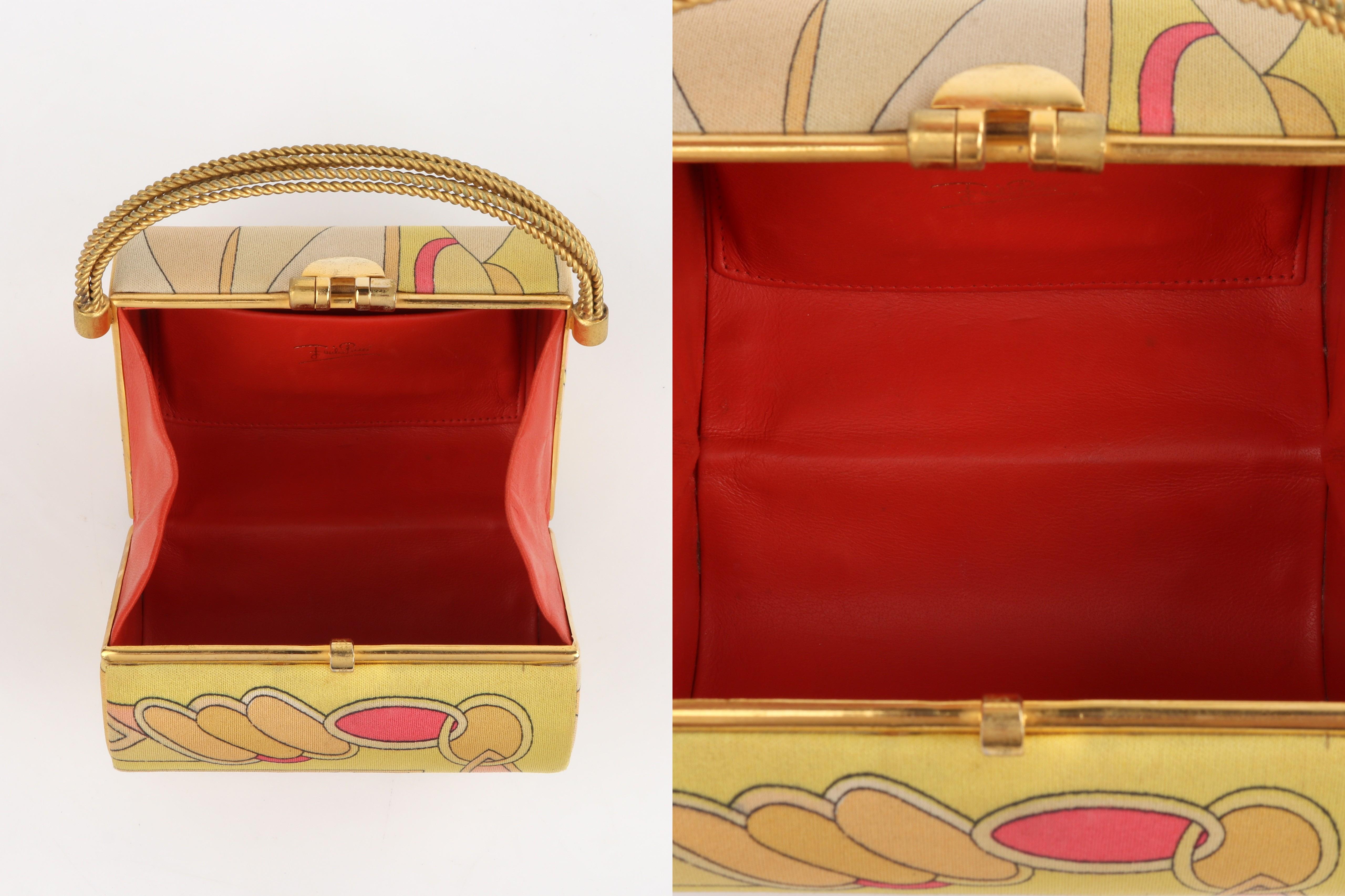 EMILIO PUCCI c.1960's Geometrische Hartschalen Geldbörse Gold Hardware Handtasche 1