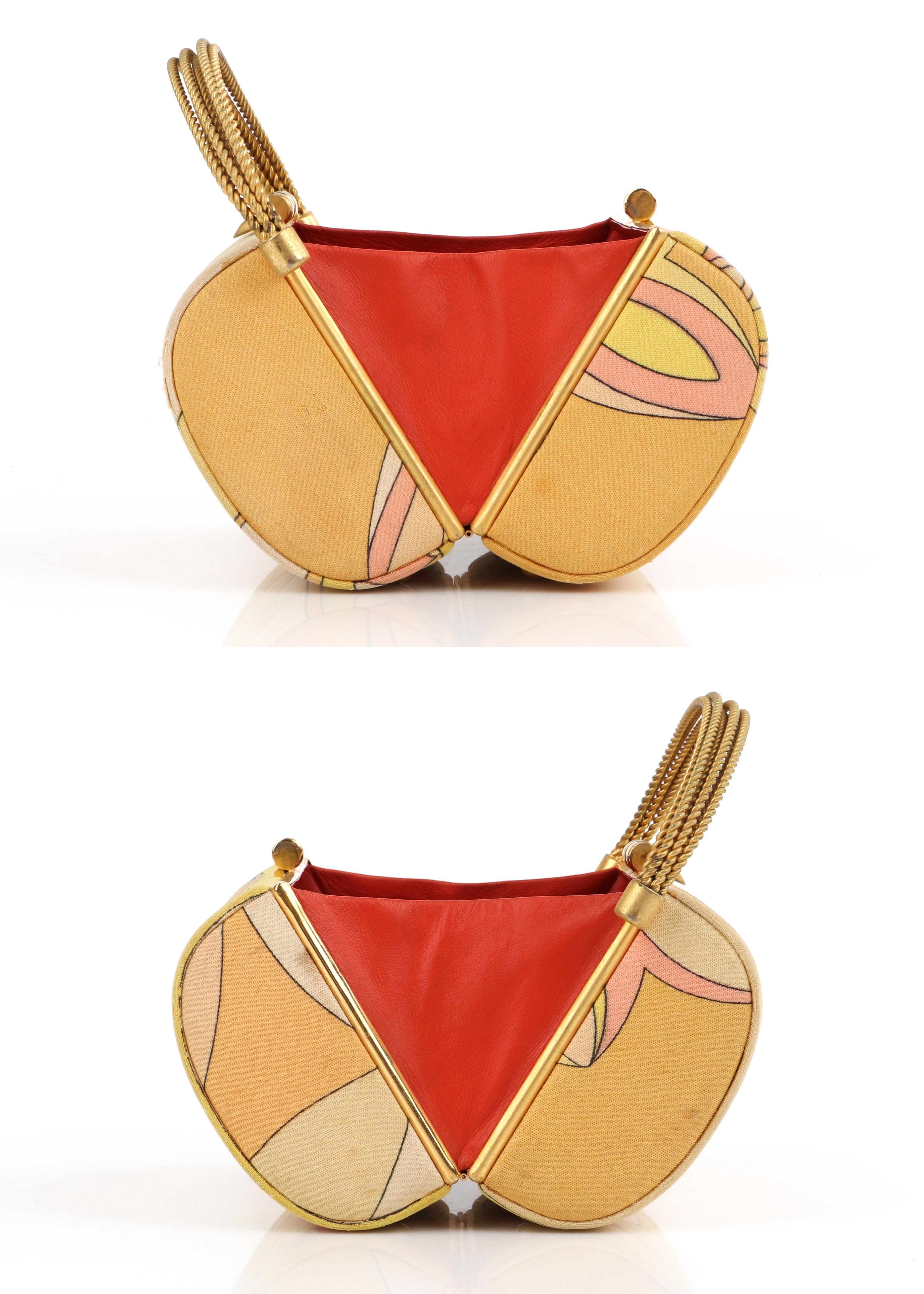 EMILIO PUCCI c.1960's Geometrische Hartschalen Geldbörse Gold Hardware Handtasche 4