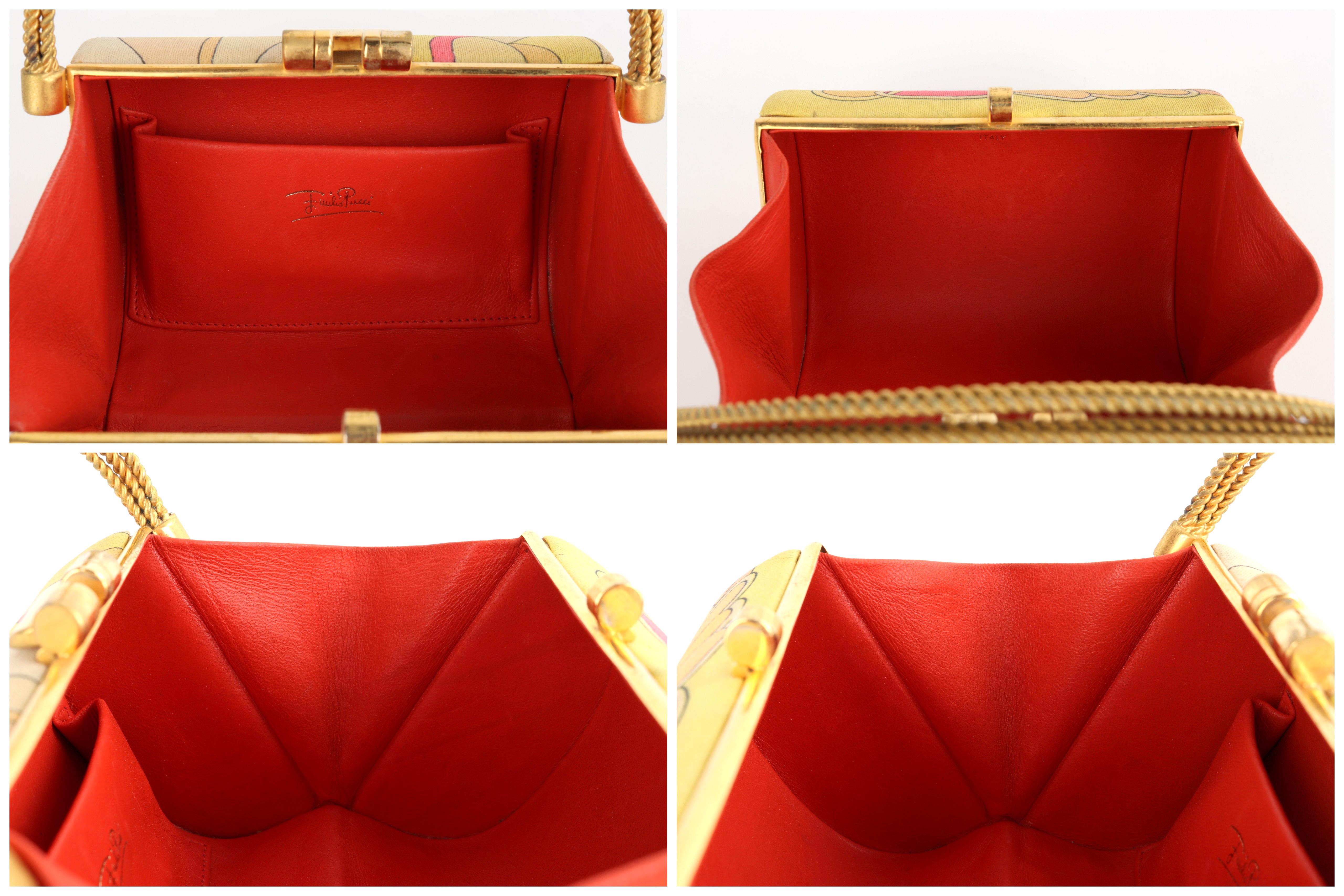 EMILIO PUCCI c.1960's Geometrische Hartschalen Geldbörse Gold Hardware Handtasche 5