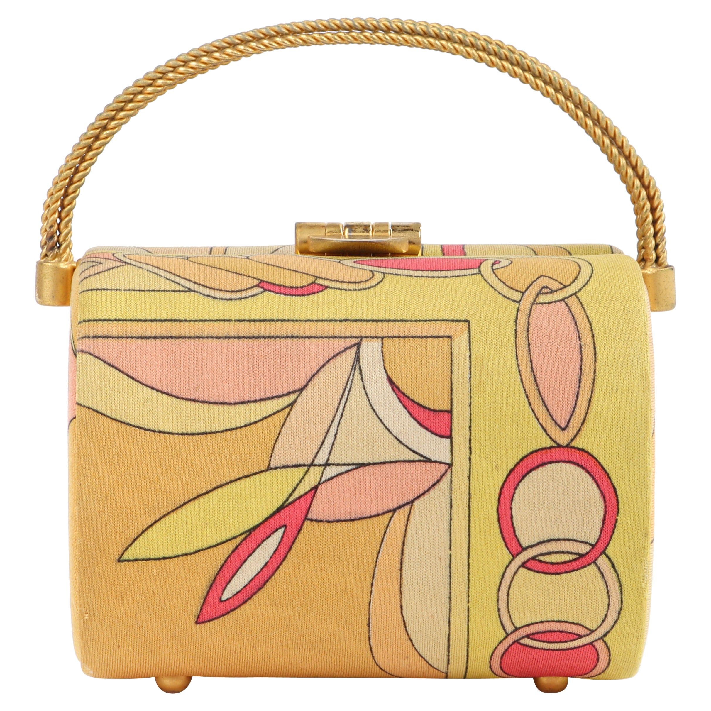 EMILIO PUCCI c.1960's Geometrische Hartschalen Geldbörse Gold Hardware Handtasche