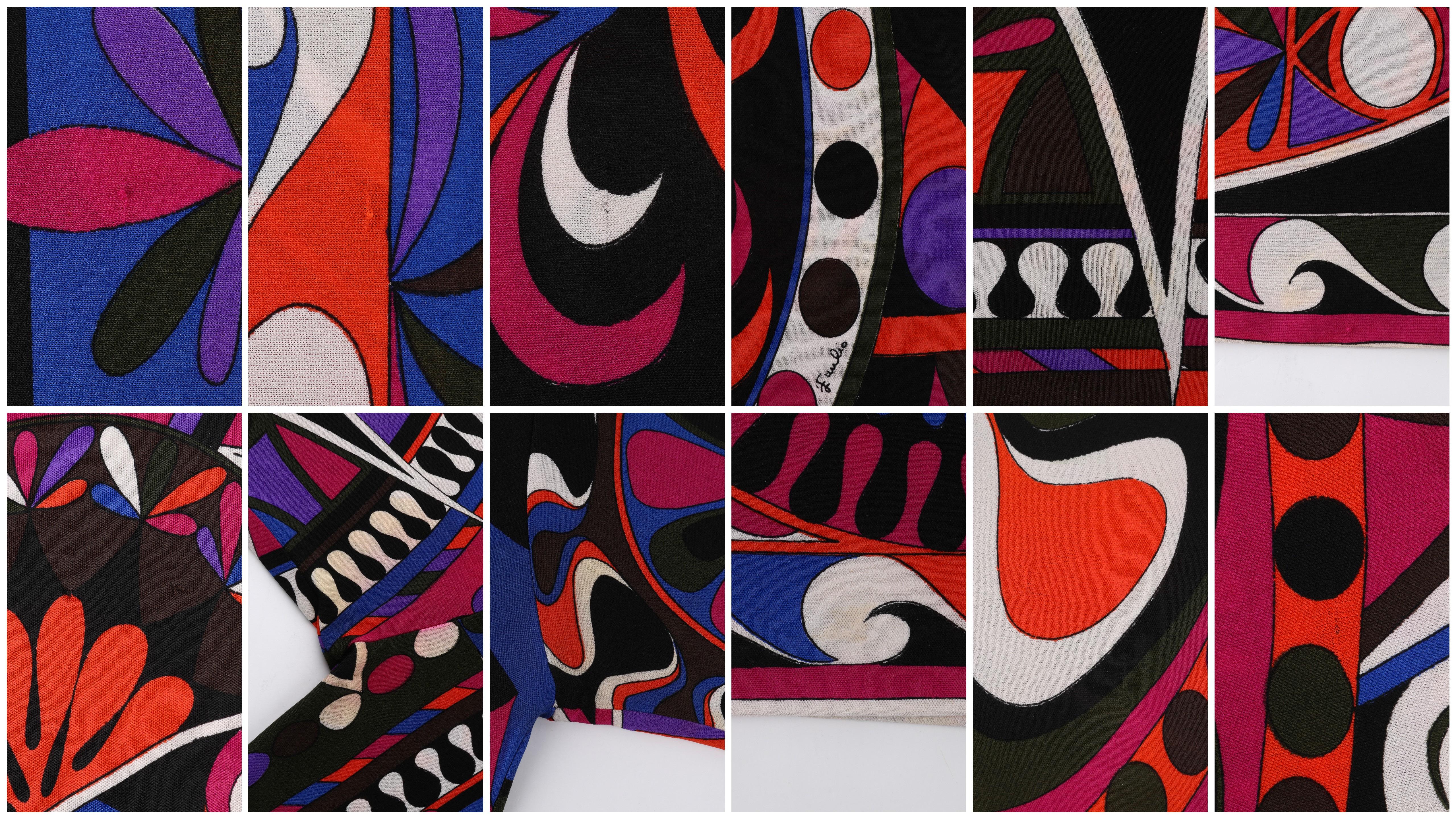 Emilio Pucci - Haut en jersey de soie imprimé signature à motifs géométriques abstraits et à vagues, circa années 1960 en vente 2