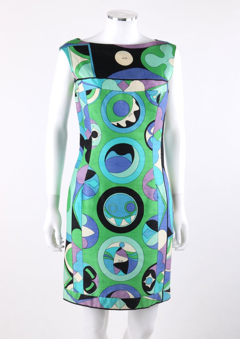 Robe Emilio Pucci Femme - Taille 40 (environ US 9.5) - Couleurs Gris, Bleu Vert, Crème - Occasion Très Bon état