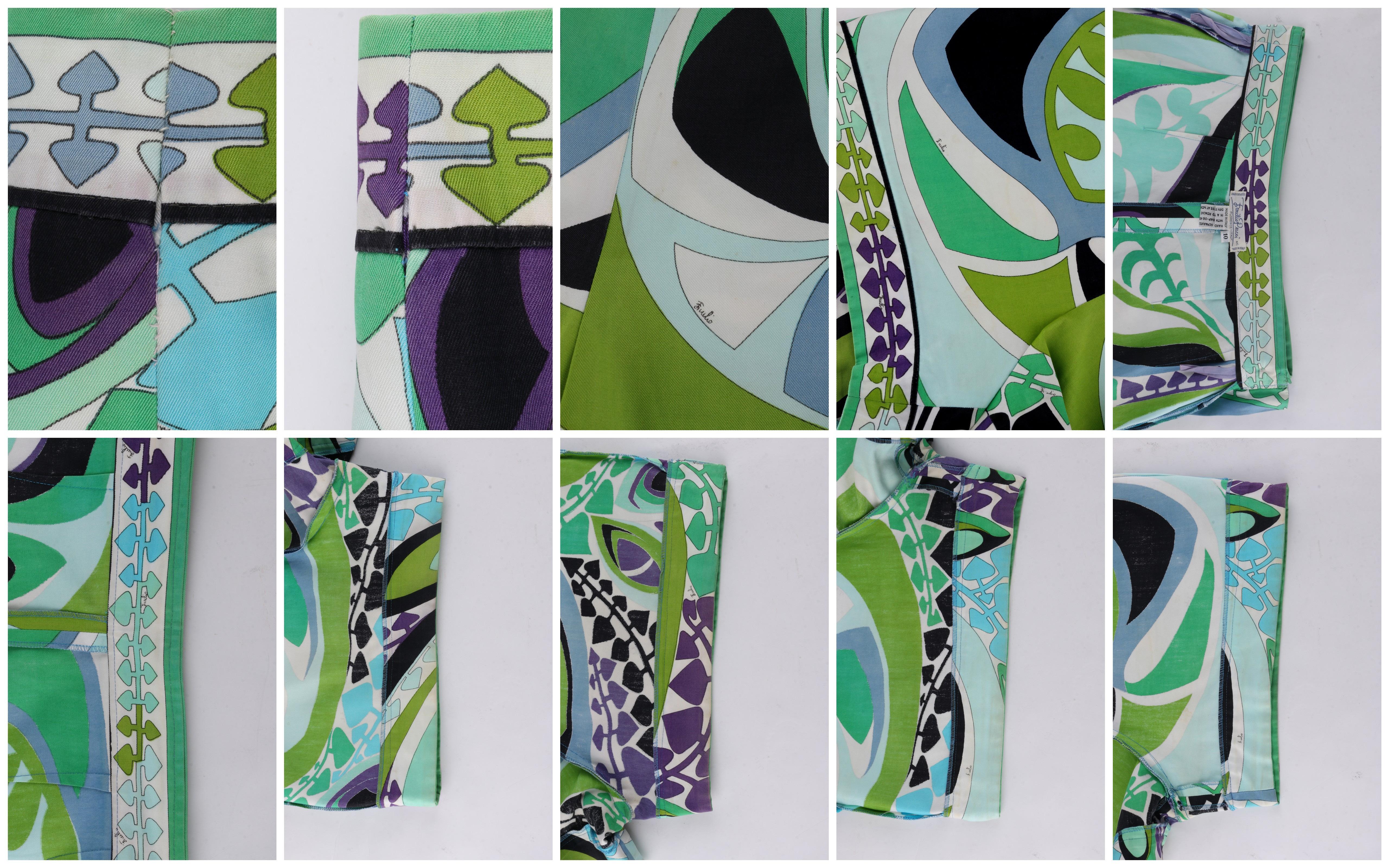 EMILIO PUCCI c.1960’s Green Multi-Color Signature Print Cotton Shorts  4