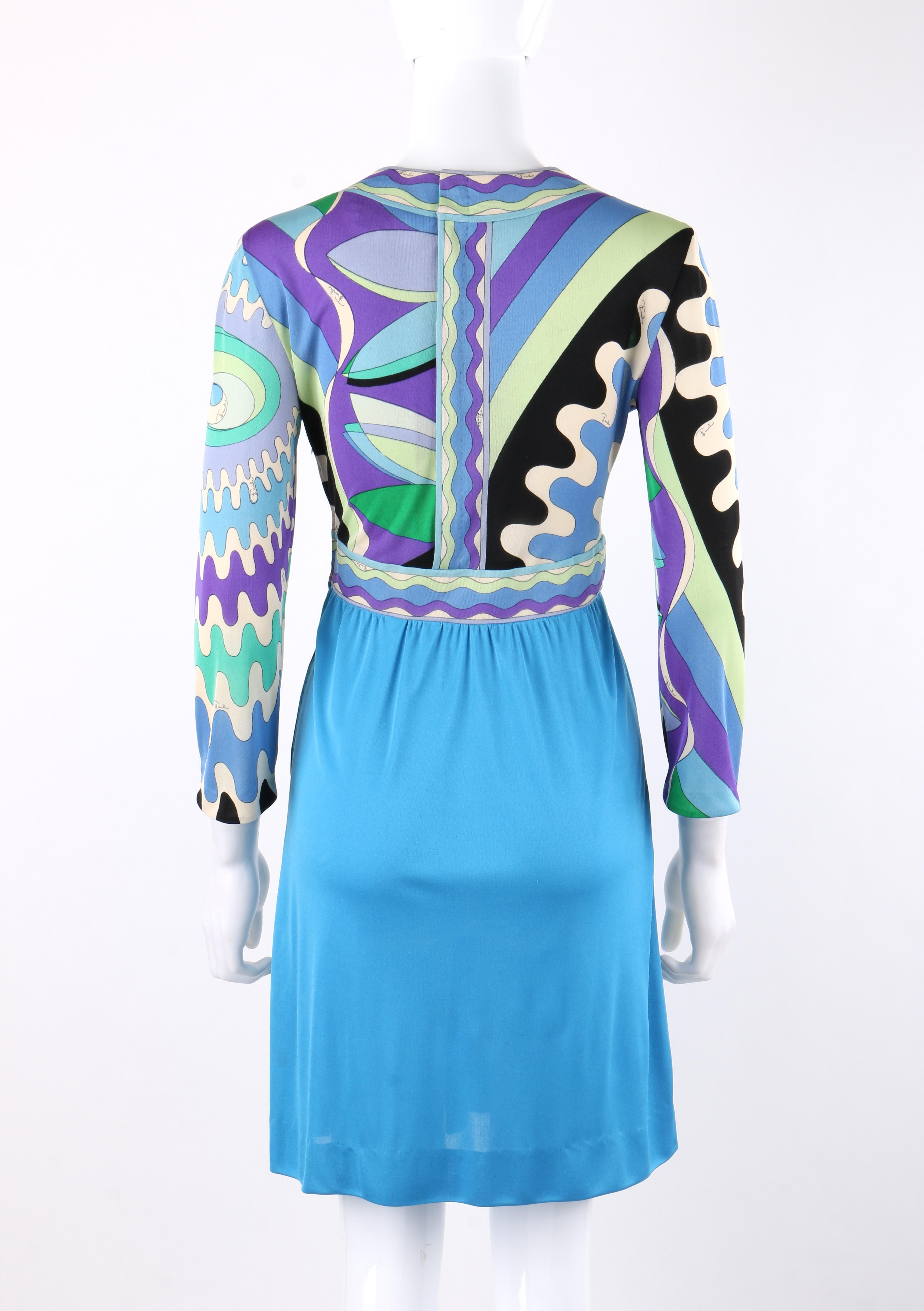 emilio pucci dress in floral and abstract geometric printed silk jersey