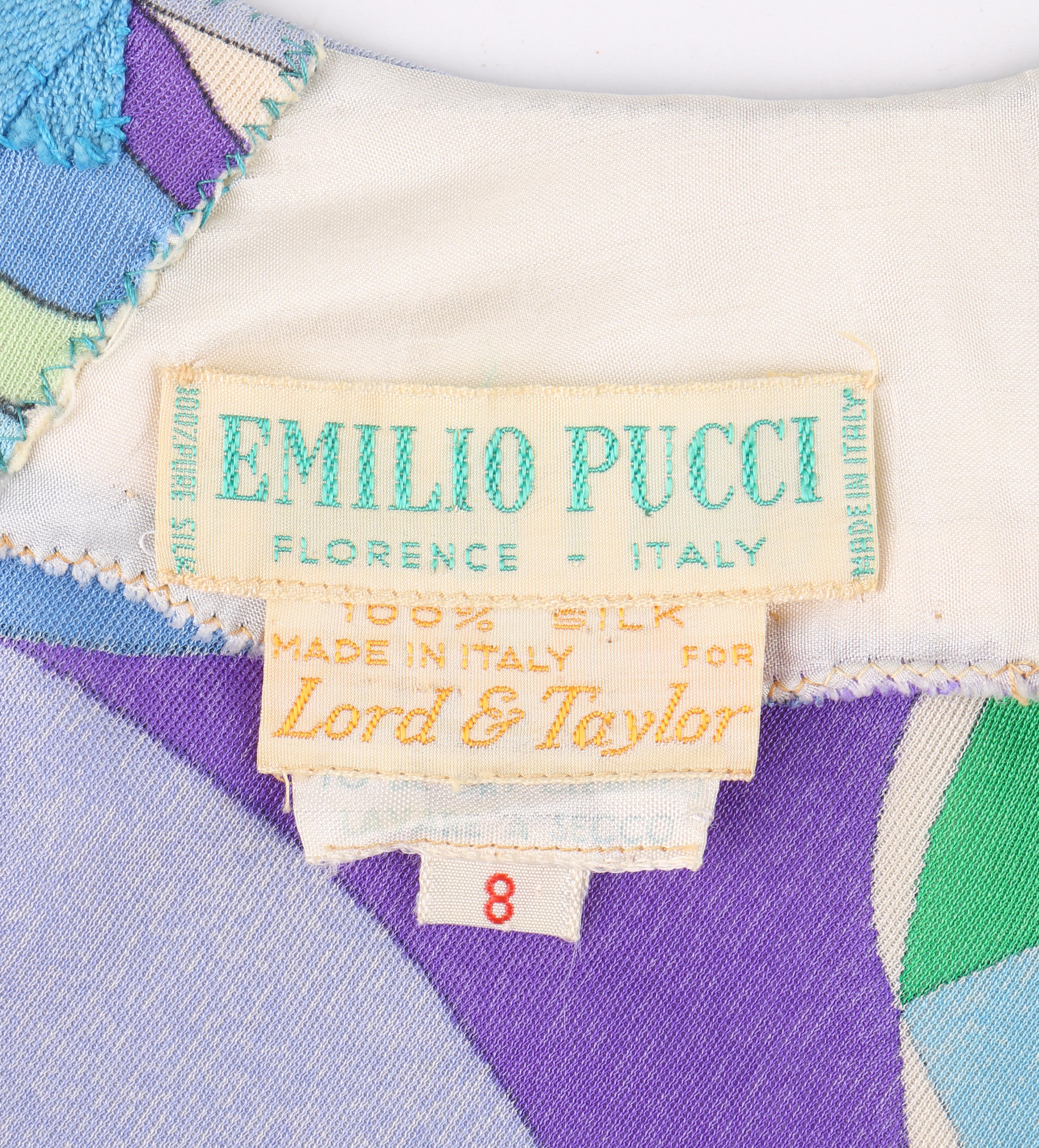EMILIO PUCCI, anni '60 circa, abito a maglia in Jersey di Seta con stampa Mod Op Art. in vendita 1
