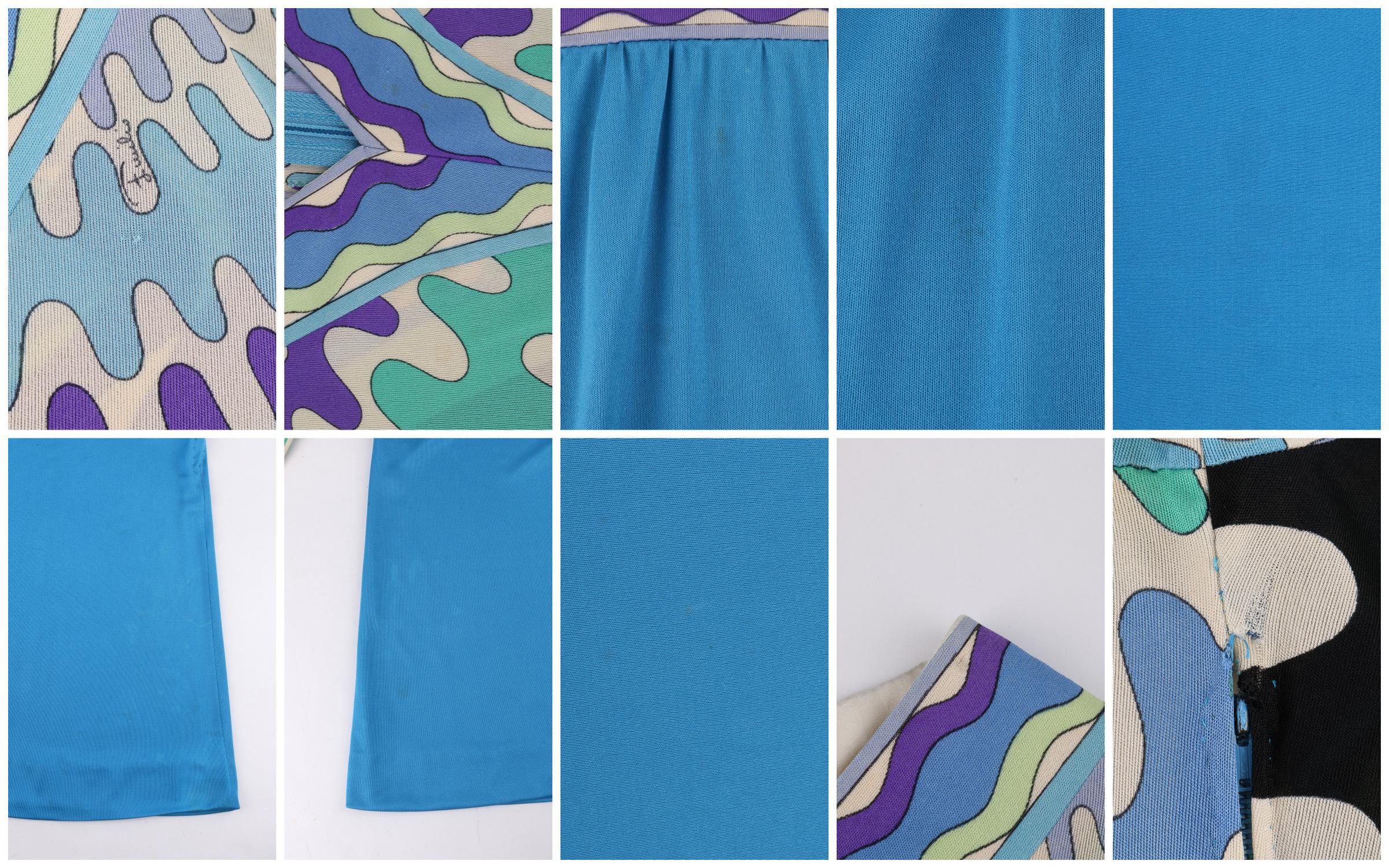 Women's EMILIO PUCCI c.1960's Mod Op Art Signature Print Silk Jersey Knit Shift Dress For Sale