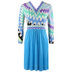 EMILIO PUCCI ca. 1960er Jahre Mod Op Art Signatur Print Seidenjersey-Strick-Shiftkleid