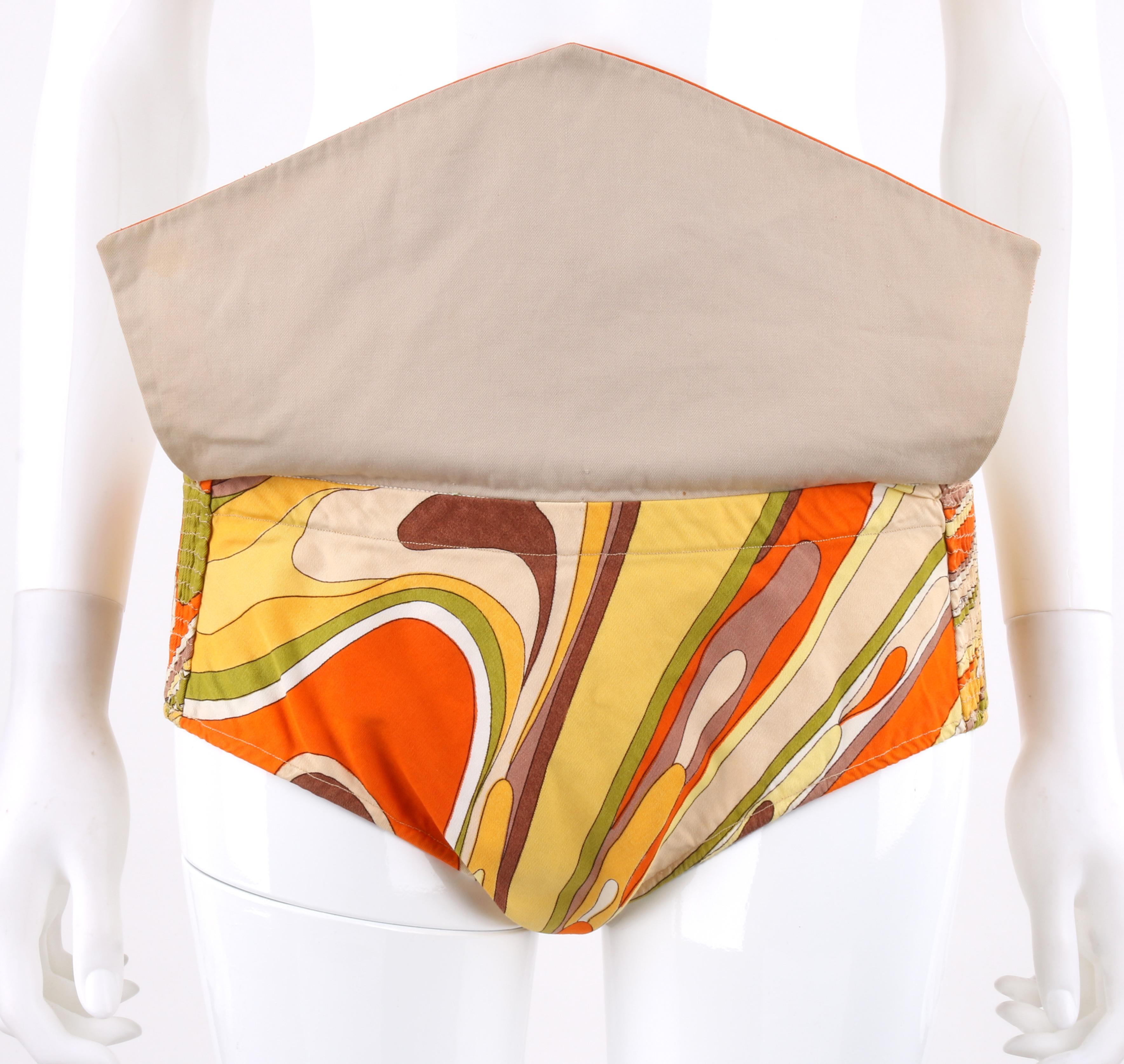 EMILIO PUCCI c.1960’s Multi-color Signature Print Two Piece Bikini Swimsuit In Good Condition In Thiensville, WI