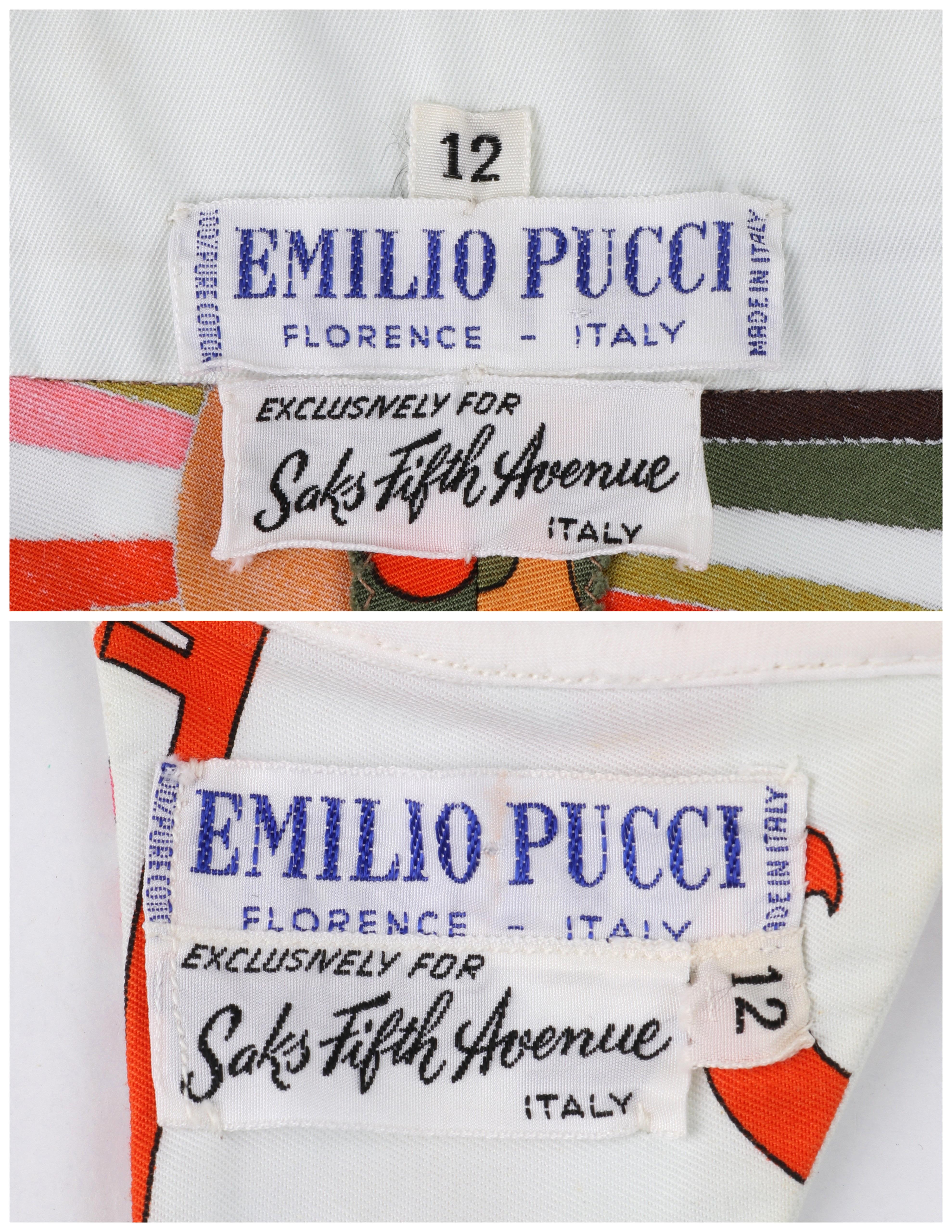 EMILIO PUCCI c.1960’s Multicolor Floral Op Art 2 Piece Bikini Bathing Swimsuit For Sale 4