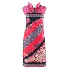 EMILIO PUCCI c.1960's Multicolor Floral Silk Sheath Dress