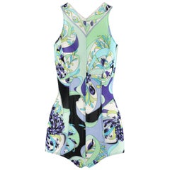 Maillot de bain une pièce EMILIO PUCCI en maille à fleurs multicolores signature des années 1960