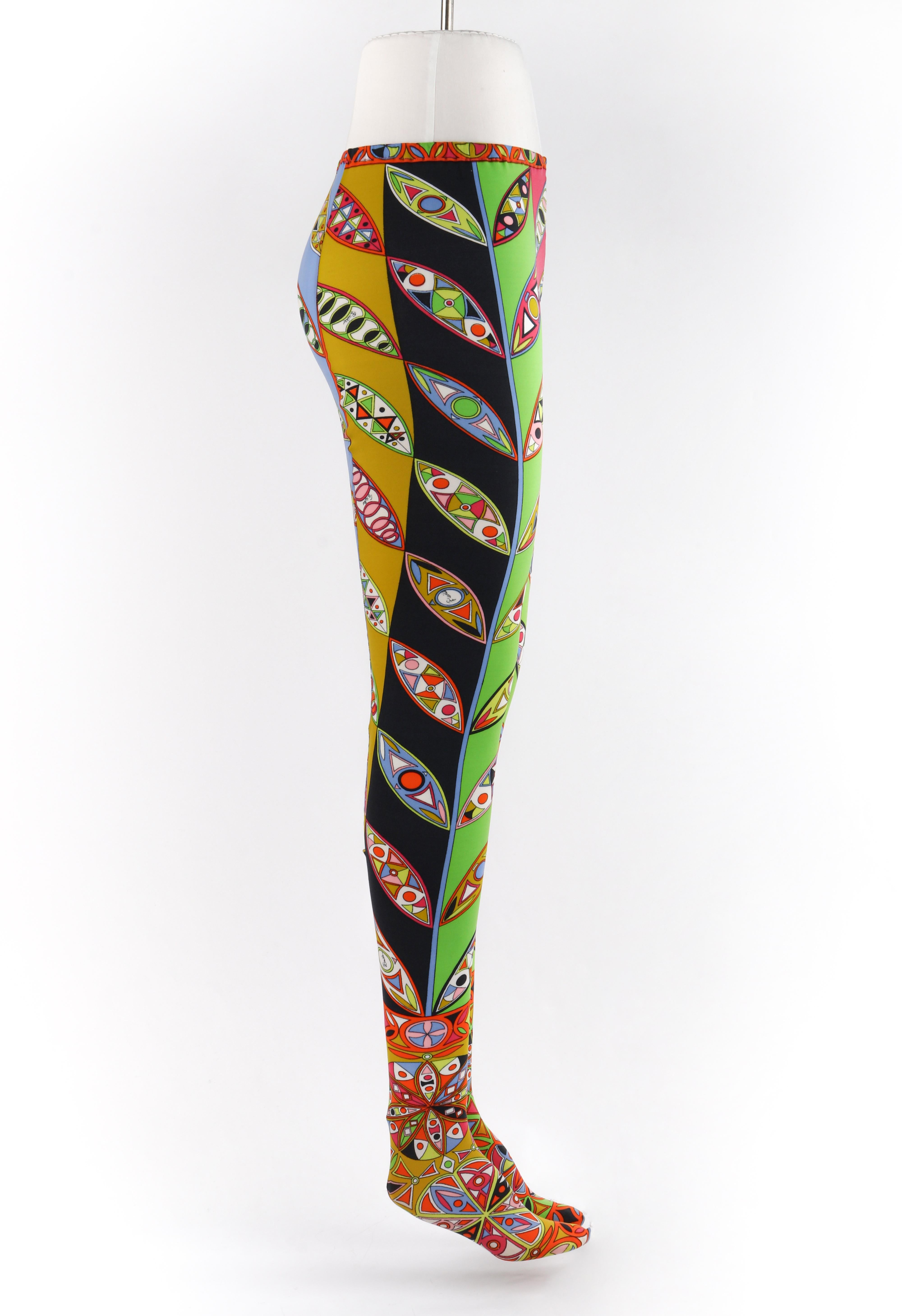 Vert EMILIO PUCCI - Legging à imprimé kaléidoscope multicolore, années 1960 en vente