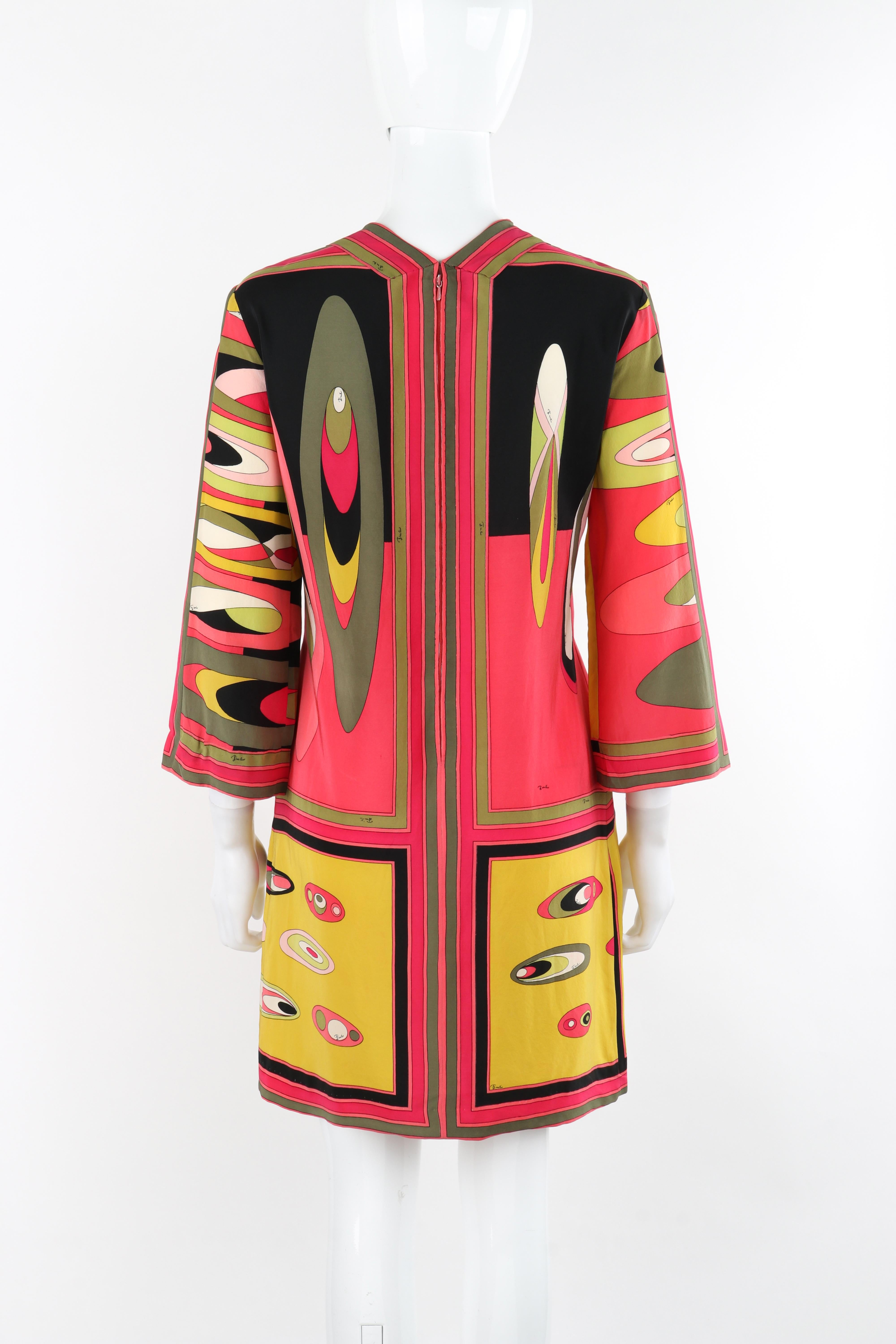 EMILIO PUCCI c.1960's Multicolor Silk Abstract Mod Print Tunic Mini Dress For Sale 2