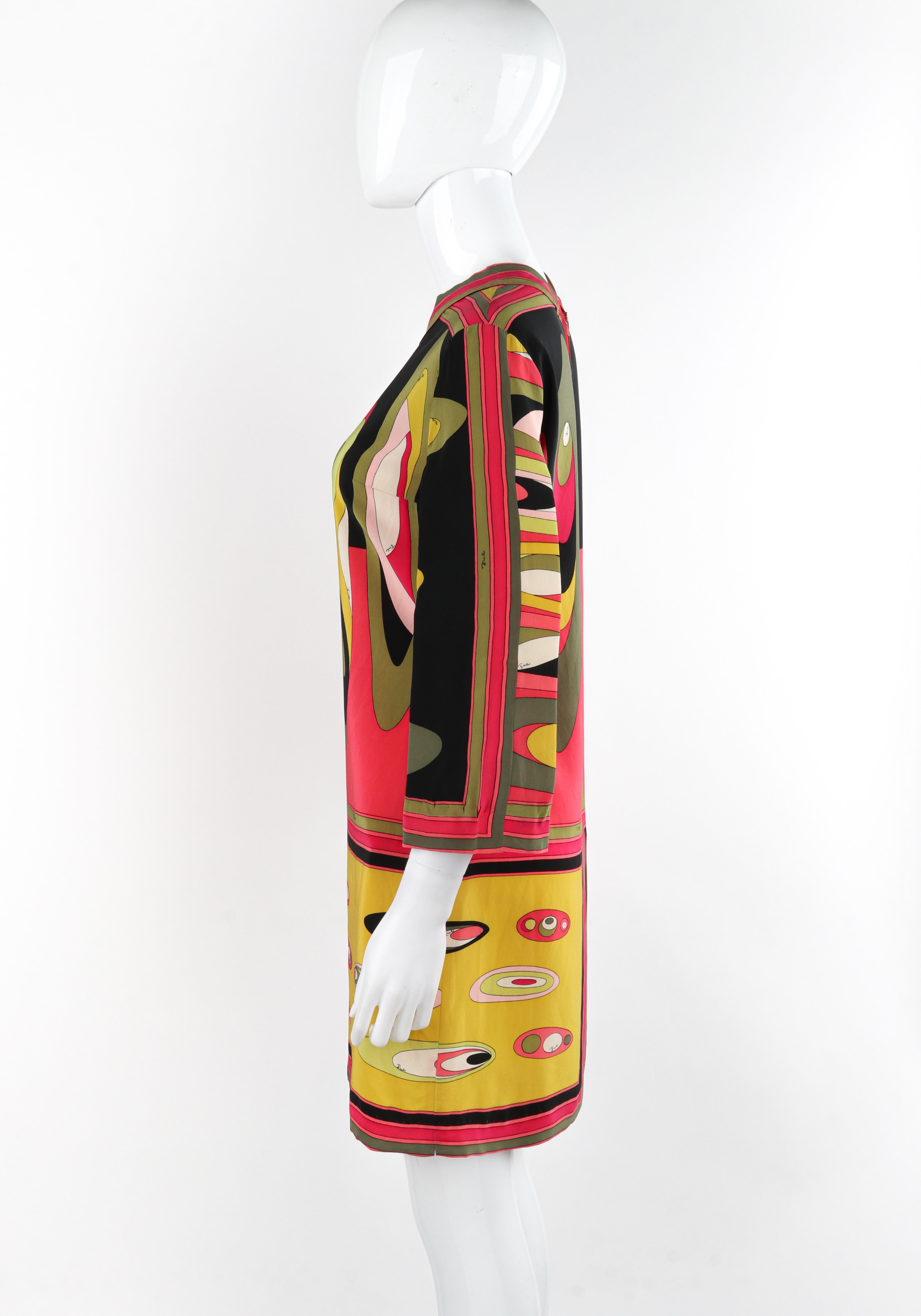 EMILIO PUCCI ca. 1960er Mehrfarbiges Minikleid aus Seide mit abstraktem Mod-Druck 3