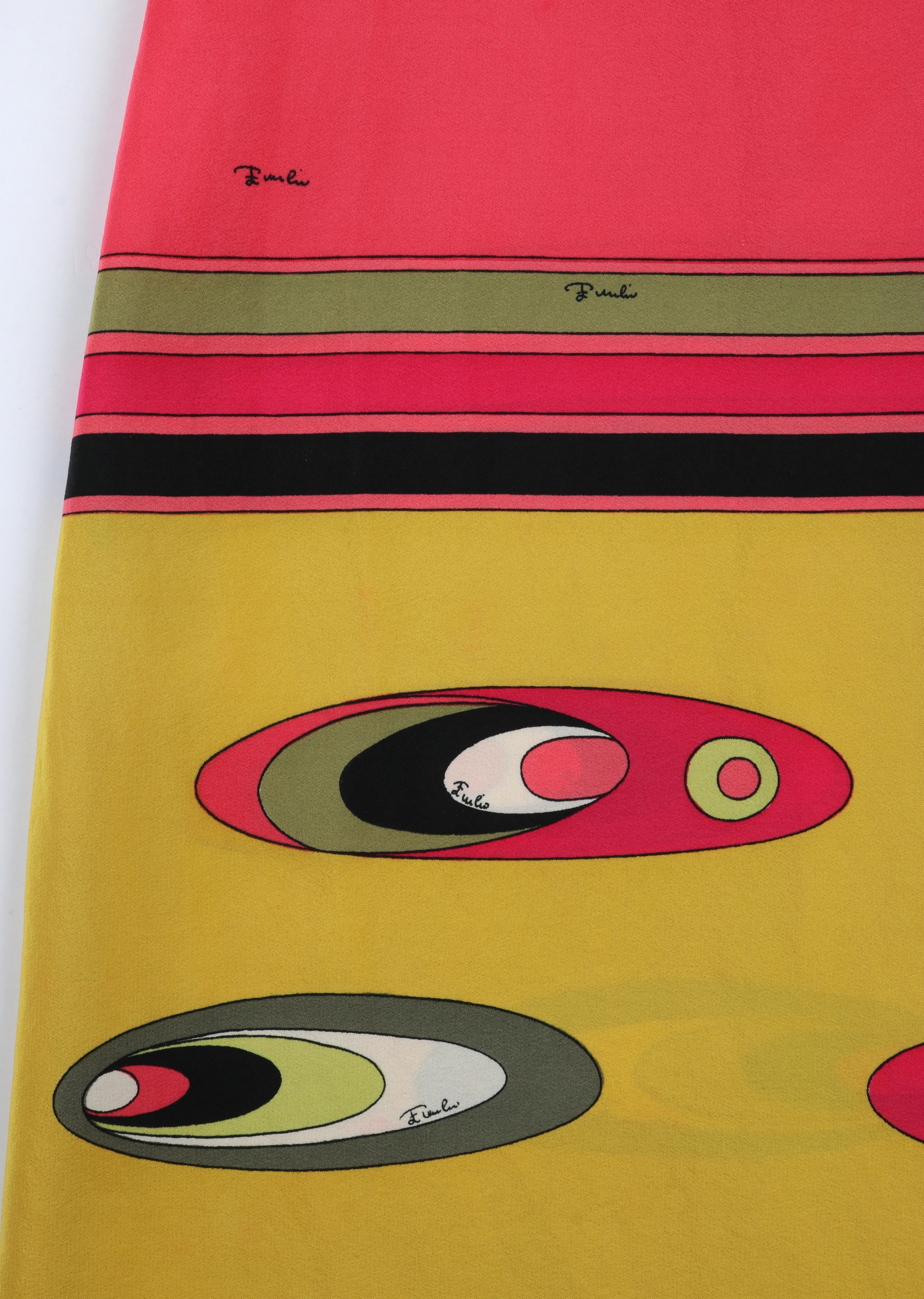 EMILIO PUCCI c.1960's Multicolor Silk Abstract Mod Print Tunic Mini Dress For Sale 5
