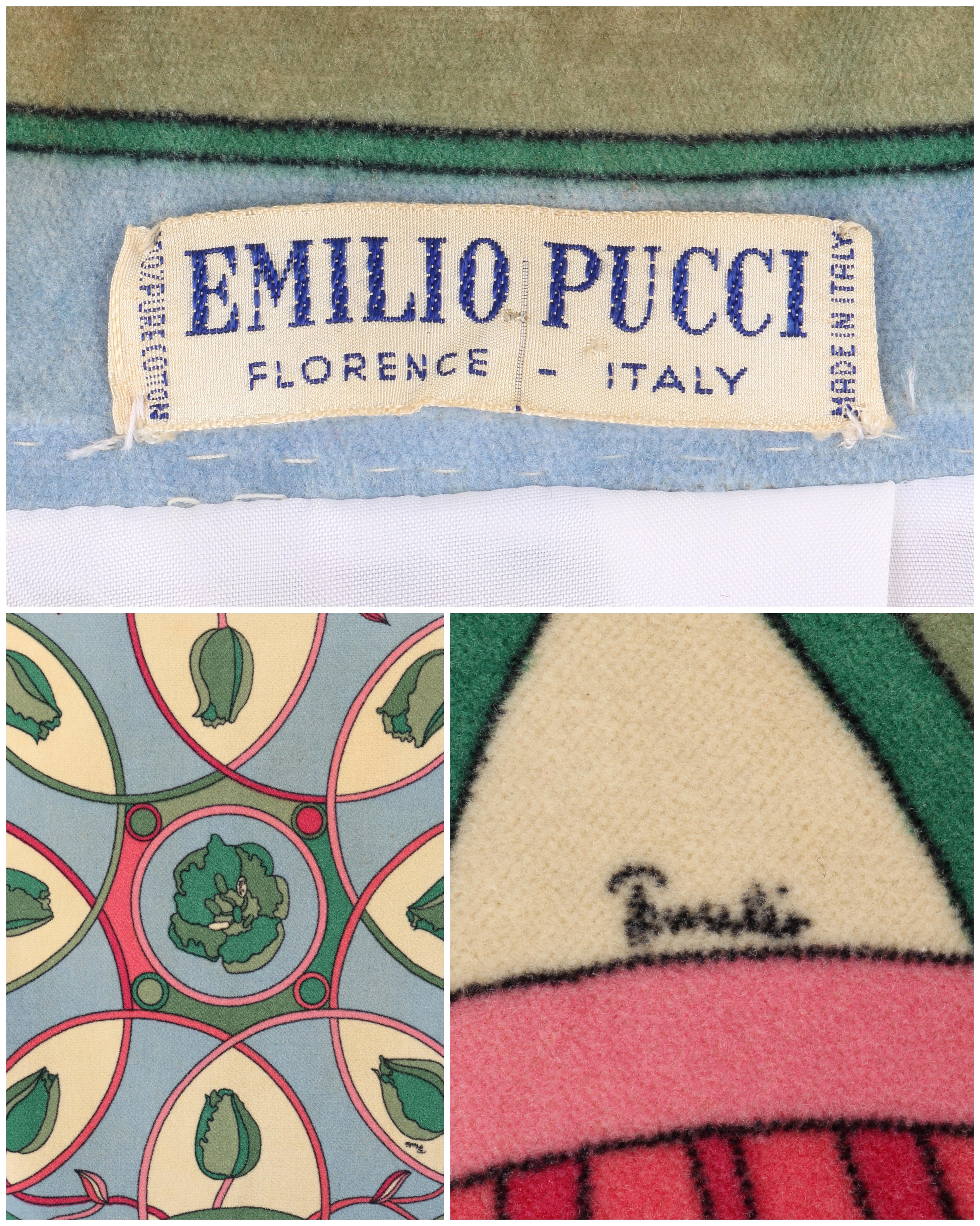 EMILIO PUCCI c.1960's Multicolor Tulip Floral Velvet Button Front Jacket im Angebot 3