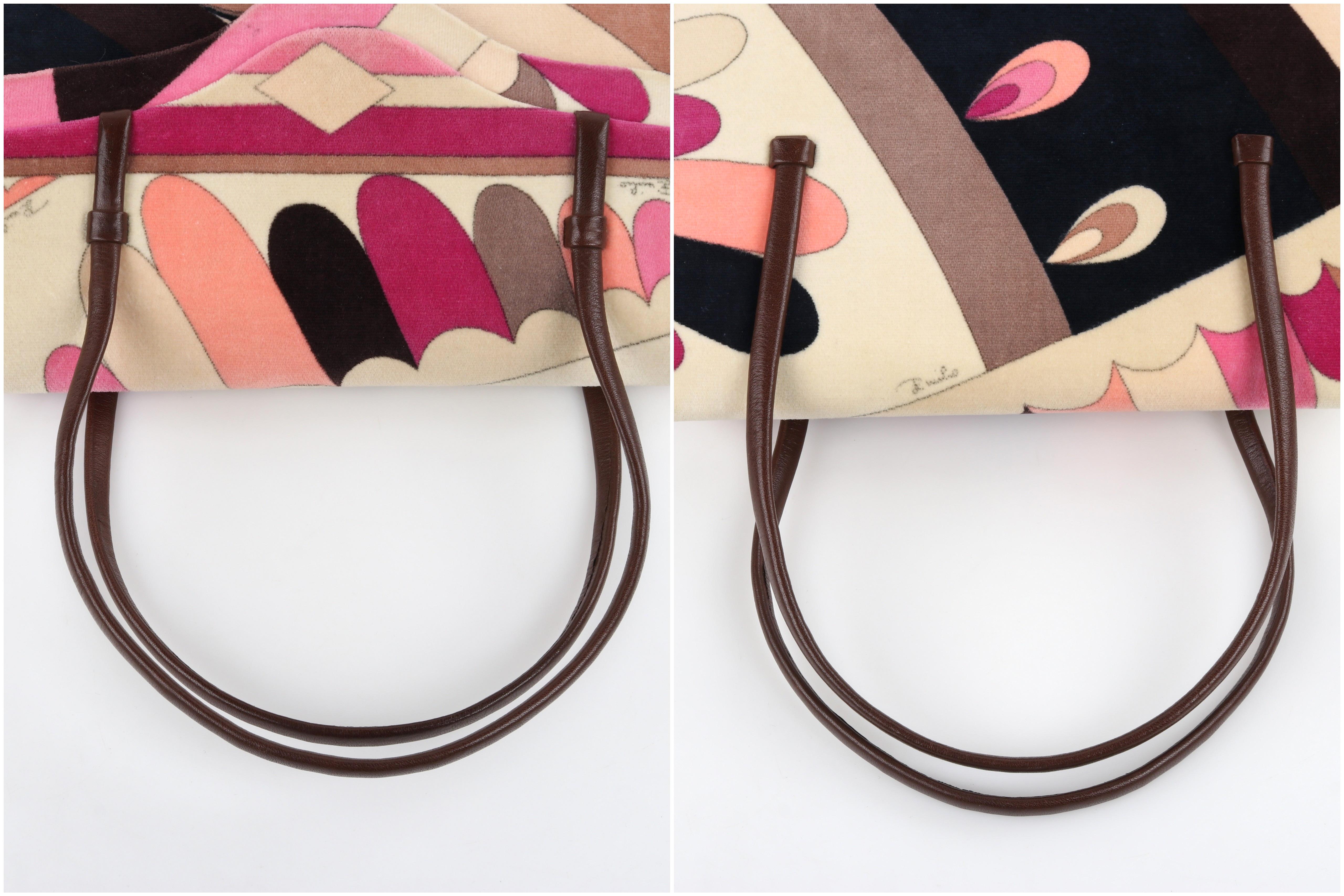 EMILIO PUCCI c.1960's Multicolor Velvet Abstract Print Top Handle Mini Handbag For Sale 8