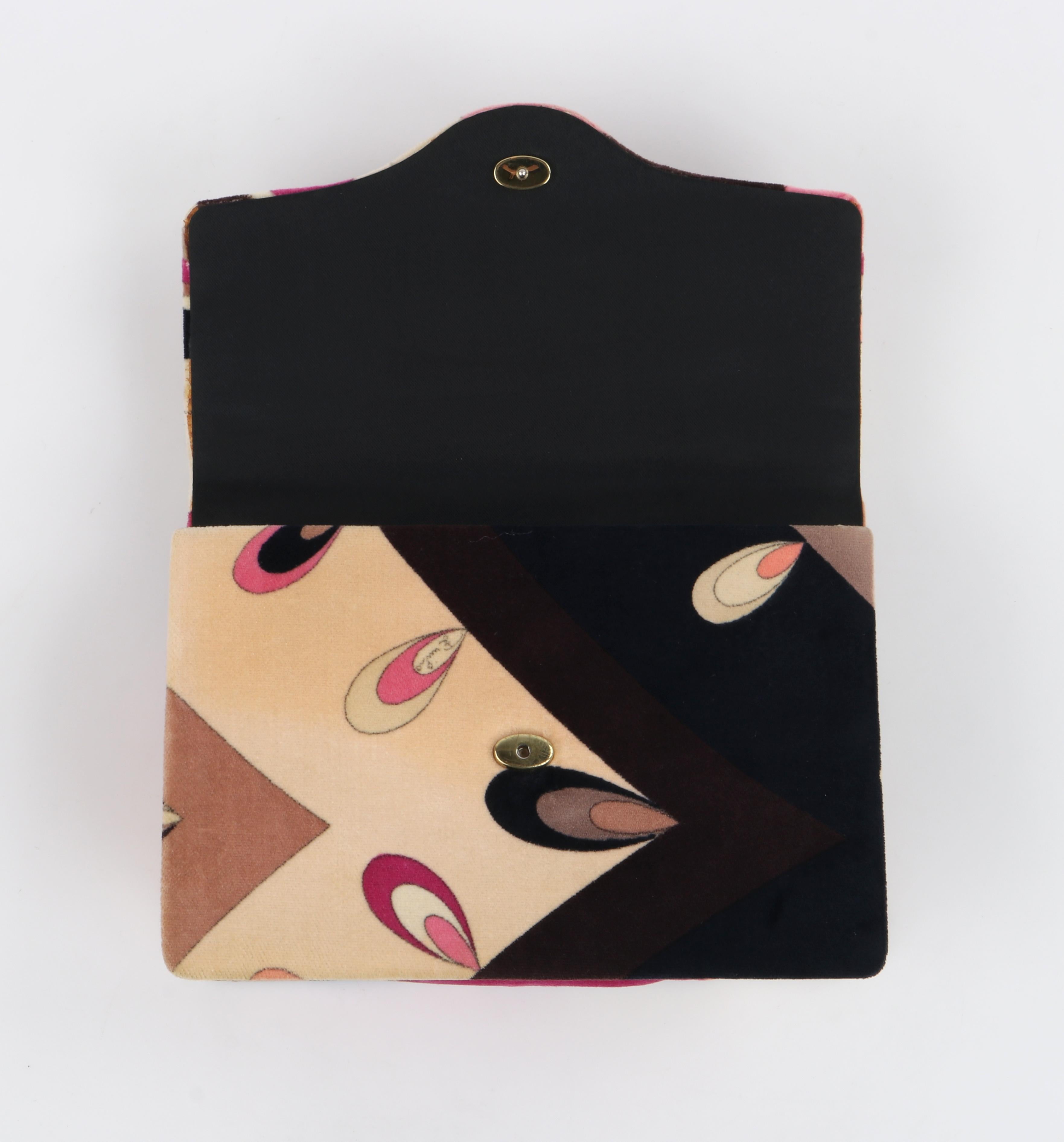 EMILIO PUCCI ca. 1960er Mehrfarbige Mini-Handtasche aus Samt mit abstraktem Druck und Henkel im Angebot 3