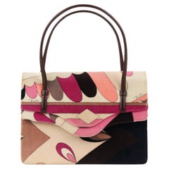 EMILIO PUCCI c.1960's Multicolor Velvet Abstract Print Top Handle Mini Handbag