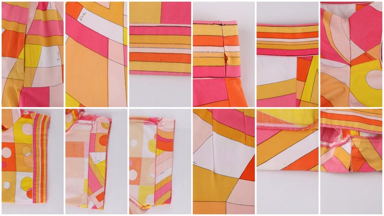 EMILIO PUCCI c.1960’s Orange Geometric Signature Print Cotton Shorts at ...