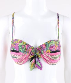 EMILIO PUCCI c.1960's Pink Multicolor Signature Print Two Piece Bikini Swimsuit