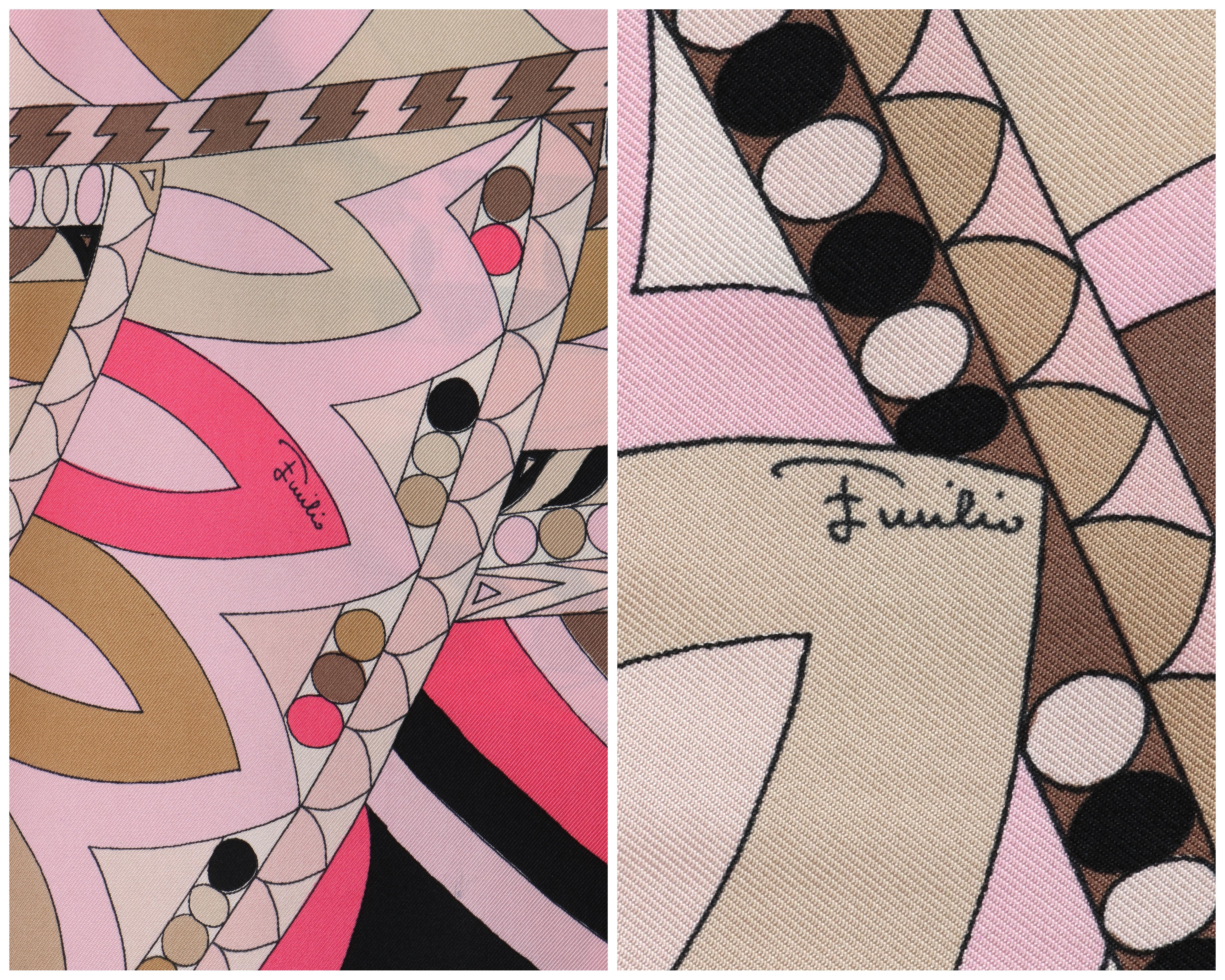 EMILIO PUCCI c.1960's Pink Multicolor Silk Op Art Wide Leg Trousers Pants For Sale 2
