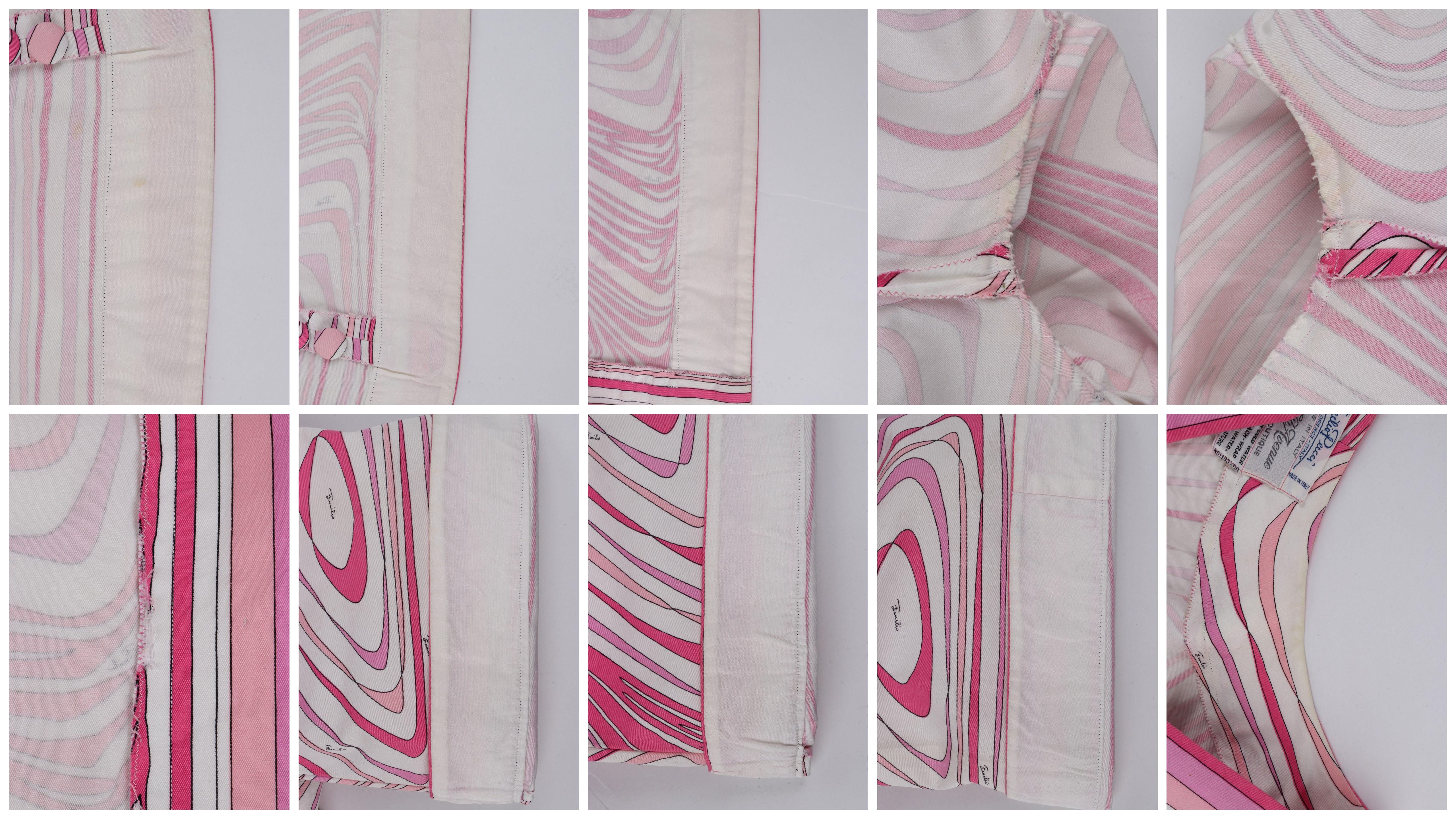 EMILIO PUCCI c.1960's Pink White Abstract Print Flared Sleeve Button Up Jacket 7