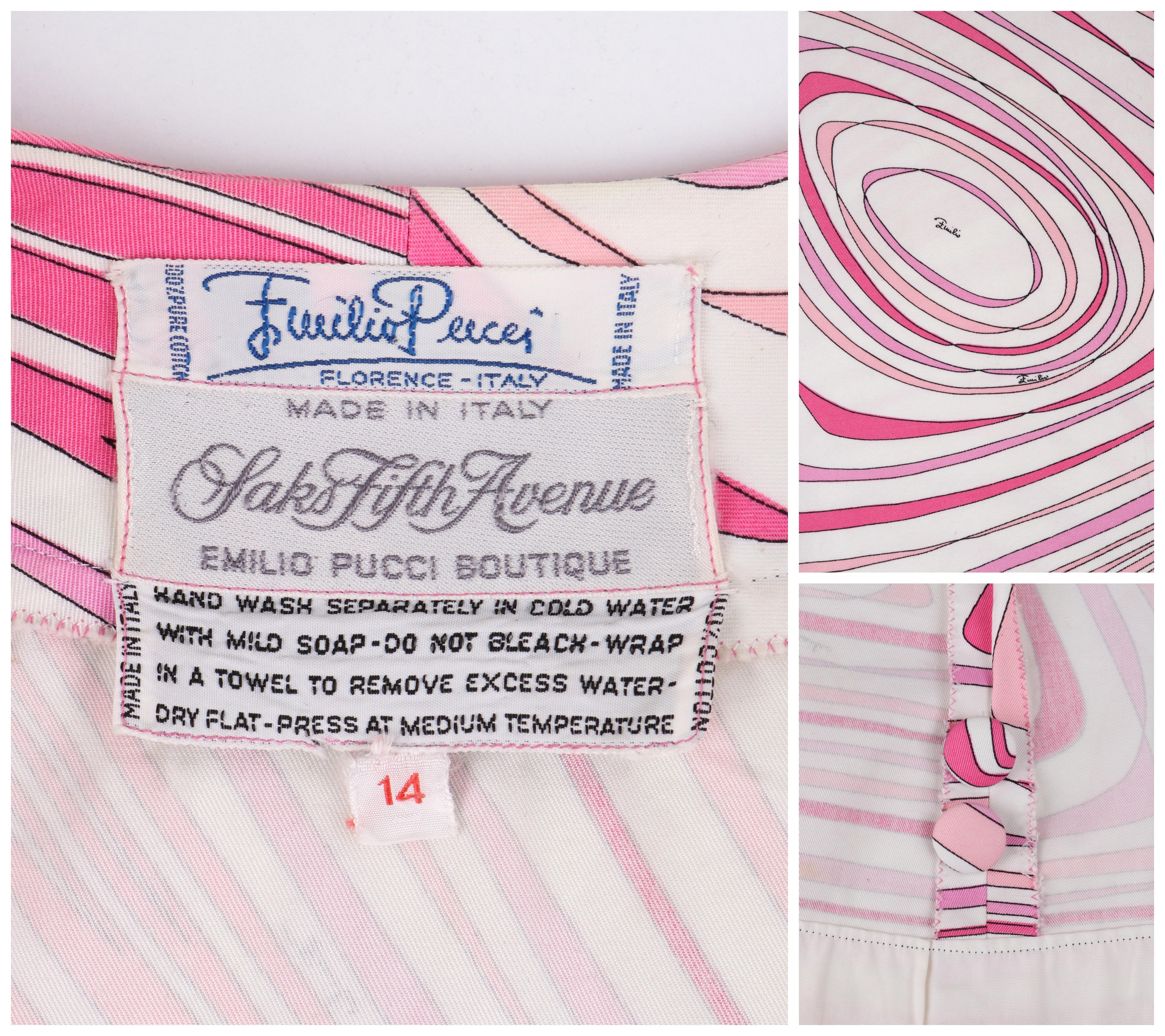EMILIO PUCCI c.1960's Pink White Abstract Print Flared Sleeve Button Up Jacket 4