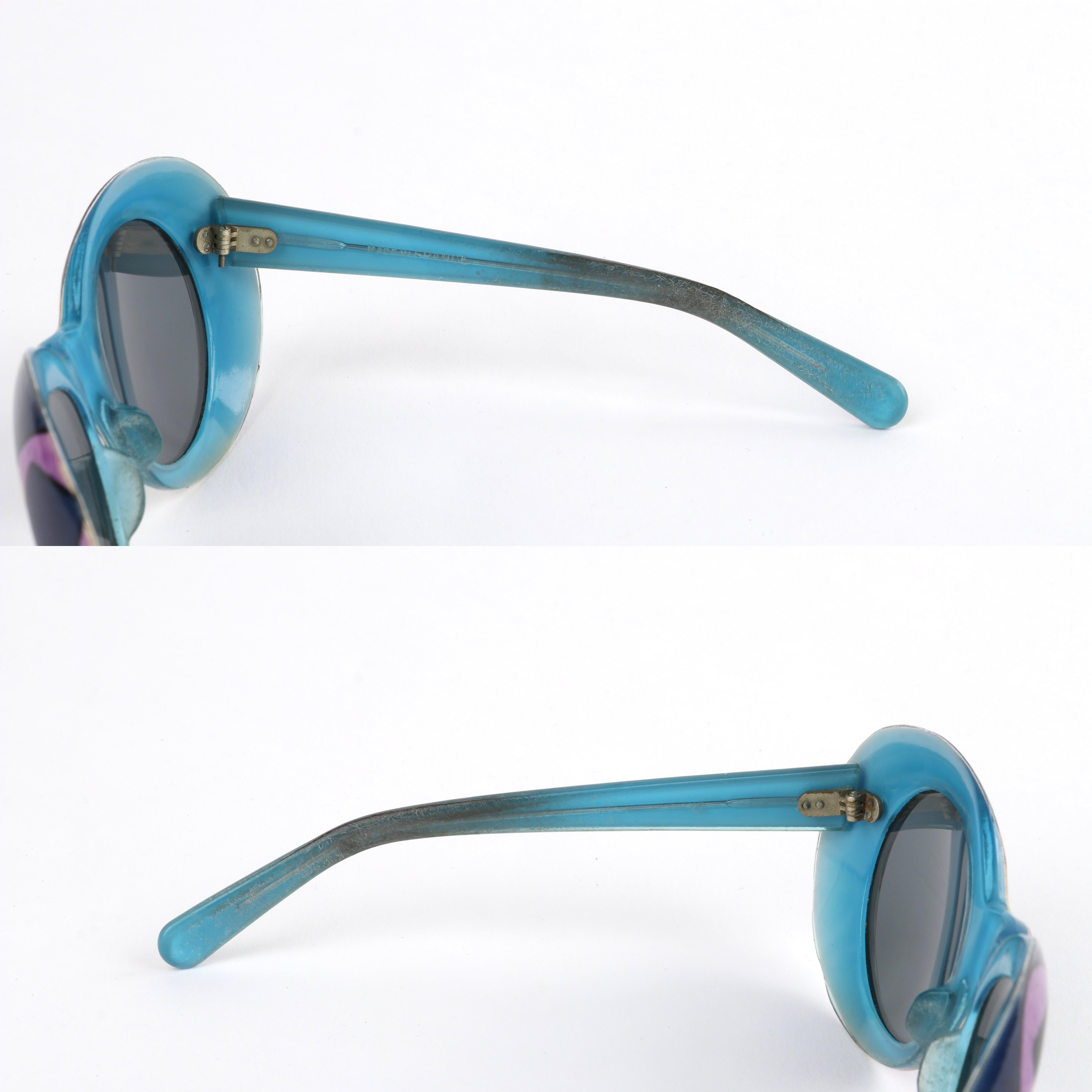 Lunettes de soleil ovales à imprimé « Vivara » géométriques violettes et bleues Emilio Pucci, années 1960 5