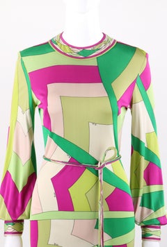EMILIO PUCCI c.1960's Signature Print Silk Knit Coppola E Toppo Shift Dress