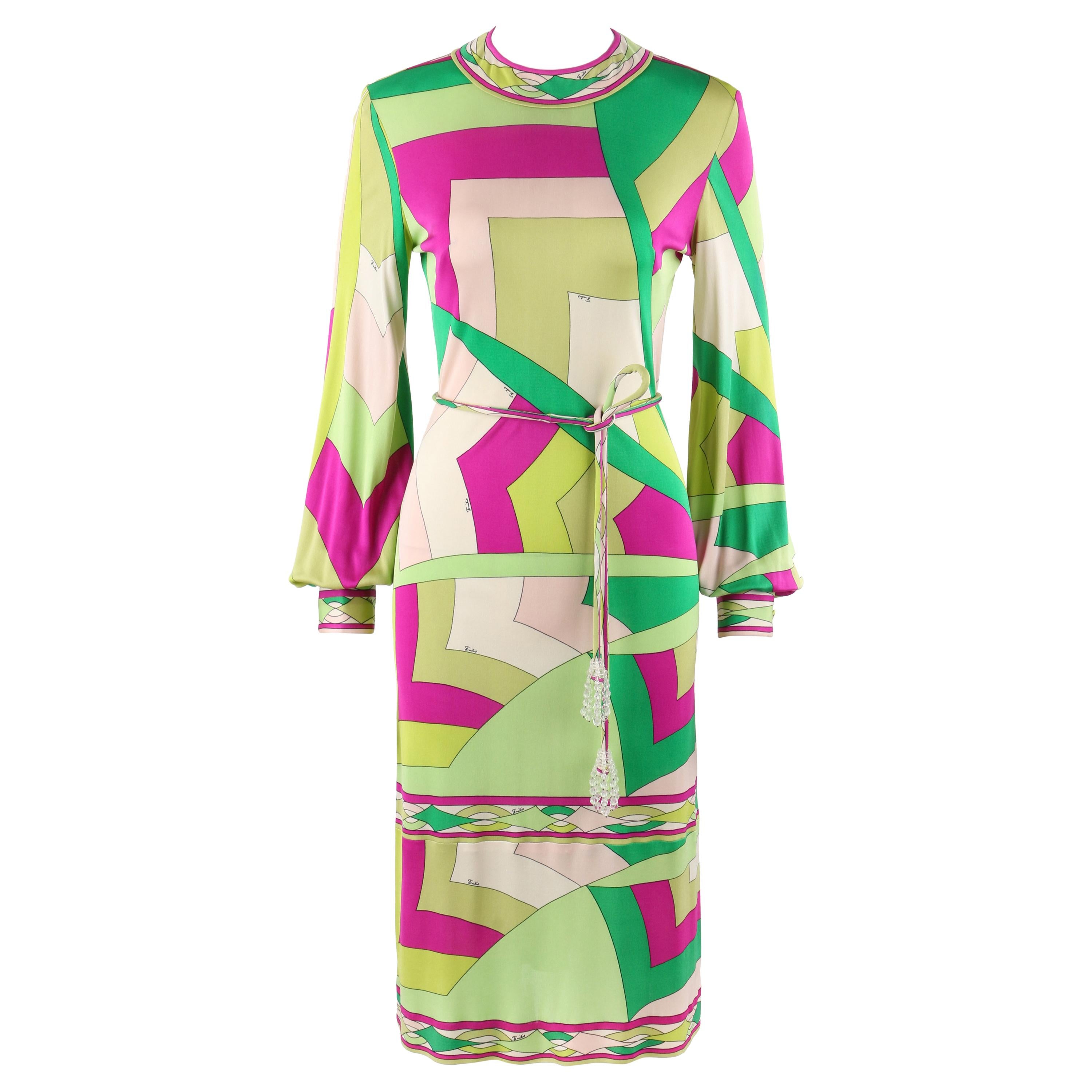 EMILIO PUCCI c.1960's Signature Print Silk Knit Coppola E Toppo Shift Dress For Sale