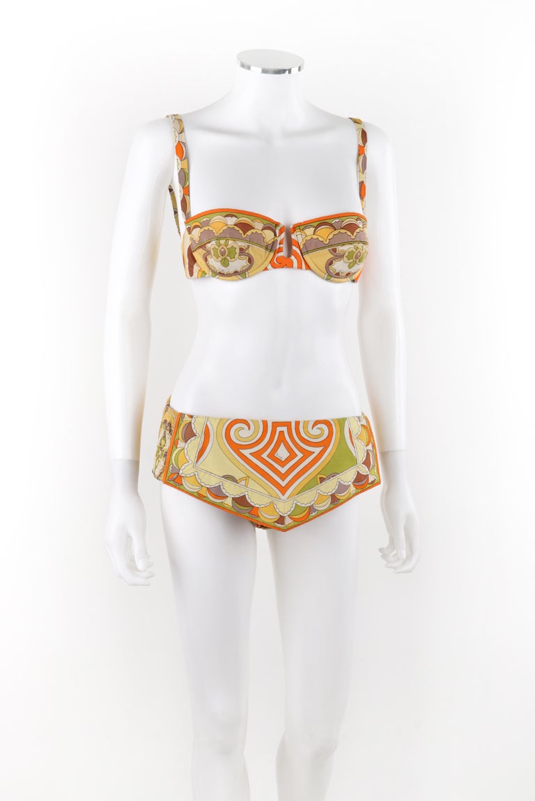 EMILIO PUCCI c.1960s Two Piece Orange Yellow Green Scallop Print Bikini  Swimsuit For Sale at 1stDibs | 1960s bikini, 1960's bikini pics, 1960s  bikinis