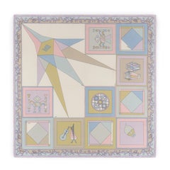 EMILIO PUCCI c.1965 "Gemini IV" Braniff Instrumental Signature Print Silk Scarf