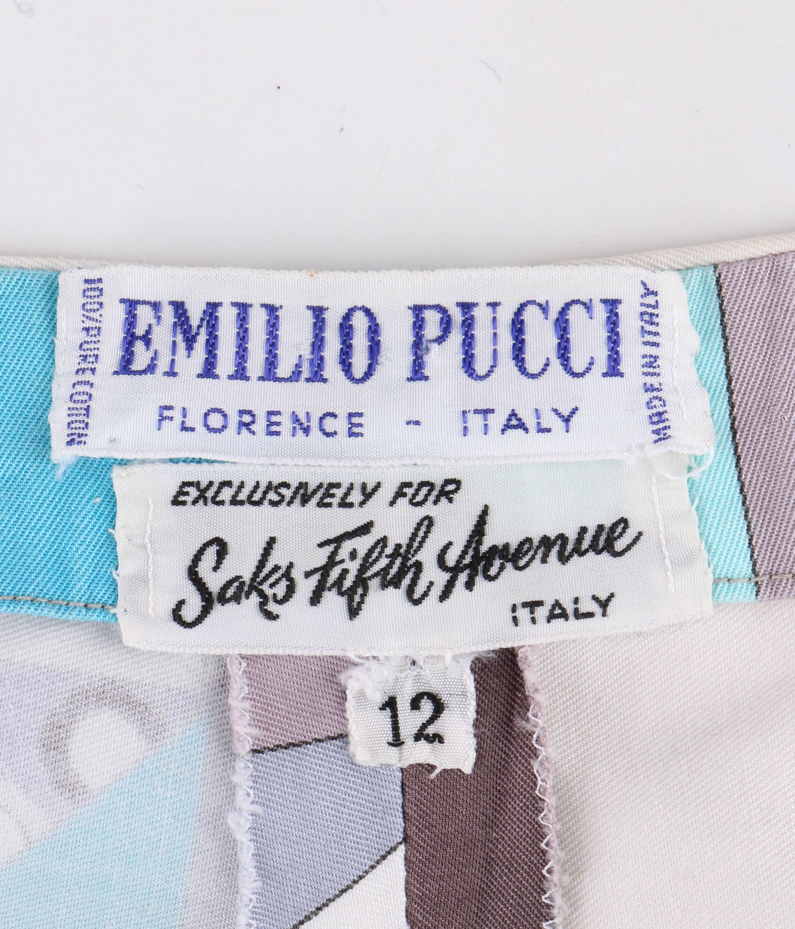 EMILIO PUCCI ca. 1968 „Colletti“ Graue Multicolor-Shorts mit geometrischem Muster im Angebot 2