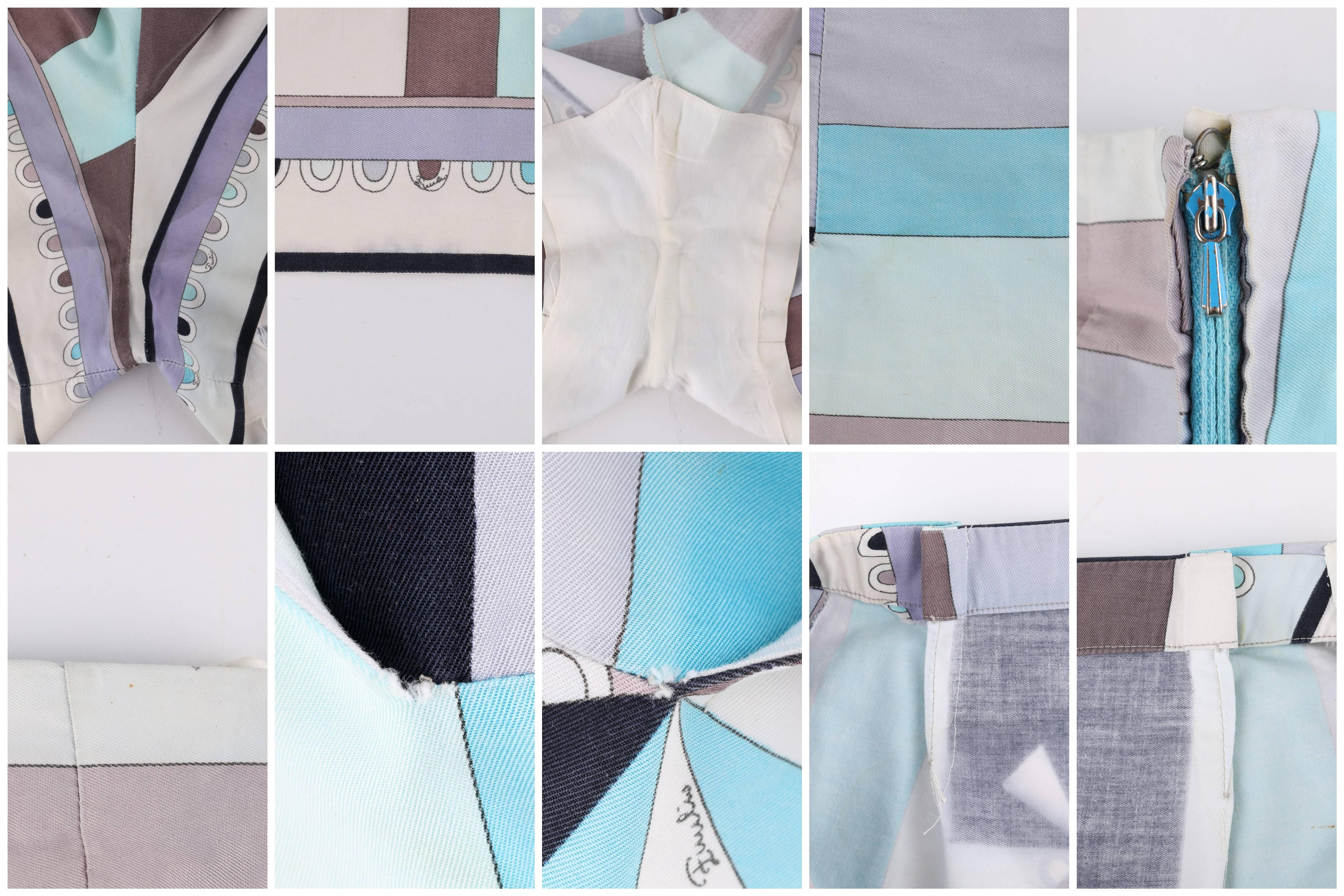 EMILIO PUCCI ca. 1968 „Colletti“ Graue Multicolor-Shorts mit geometrischem Muster im Angebot 3
