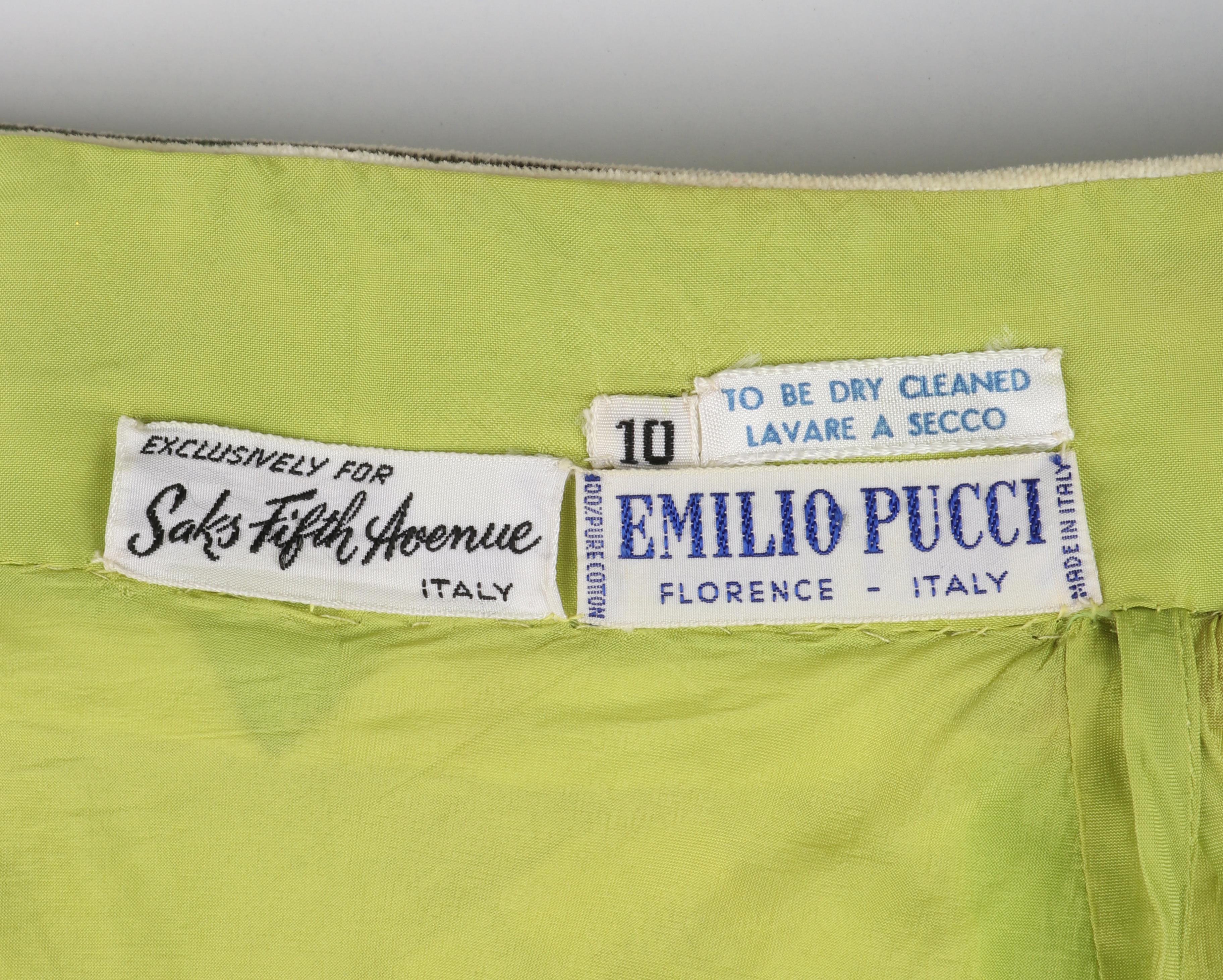 EMILIO PUCCI c.1969 Vtg Multicolor Velvet Abstract Print Scarf Hem Maxi Skirt For Sale 5