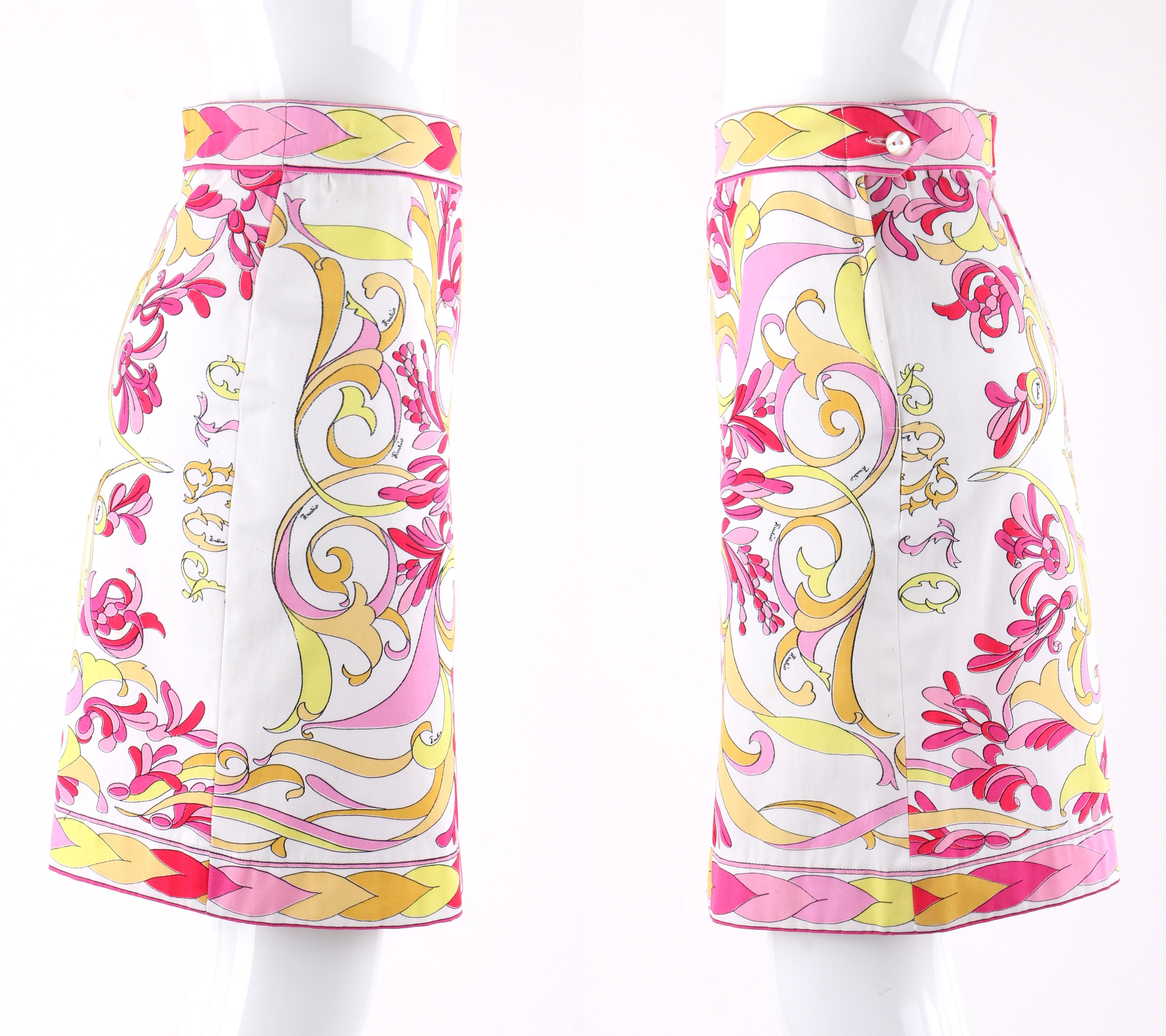 EMILIO PUCCI c.1970’s 2pc Multi-Color Signature Print Tank Top Skirt Dress Set In Good Condition For Sale In Thiensville, WI