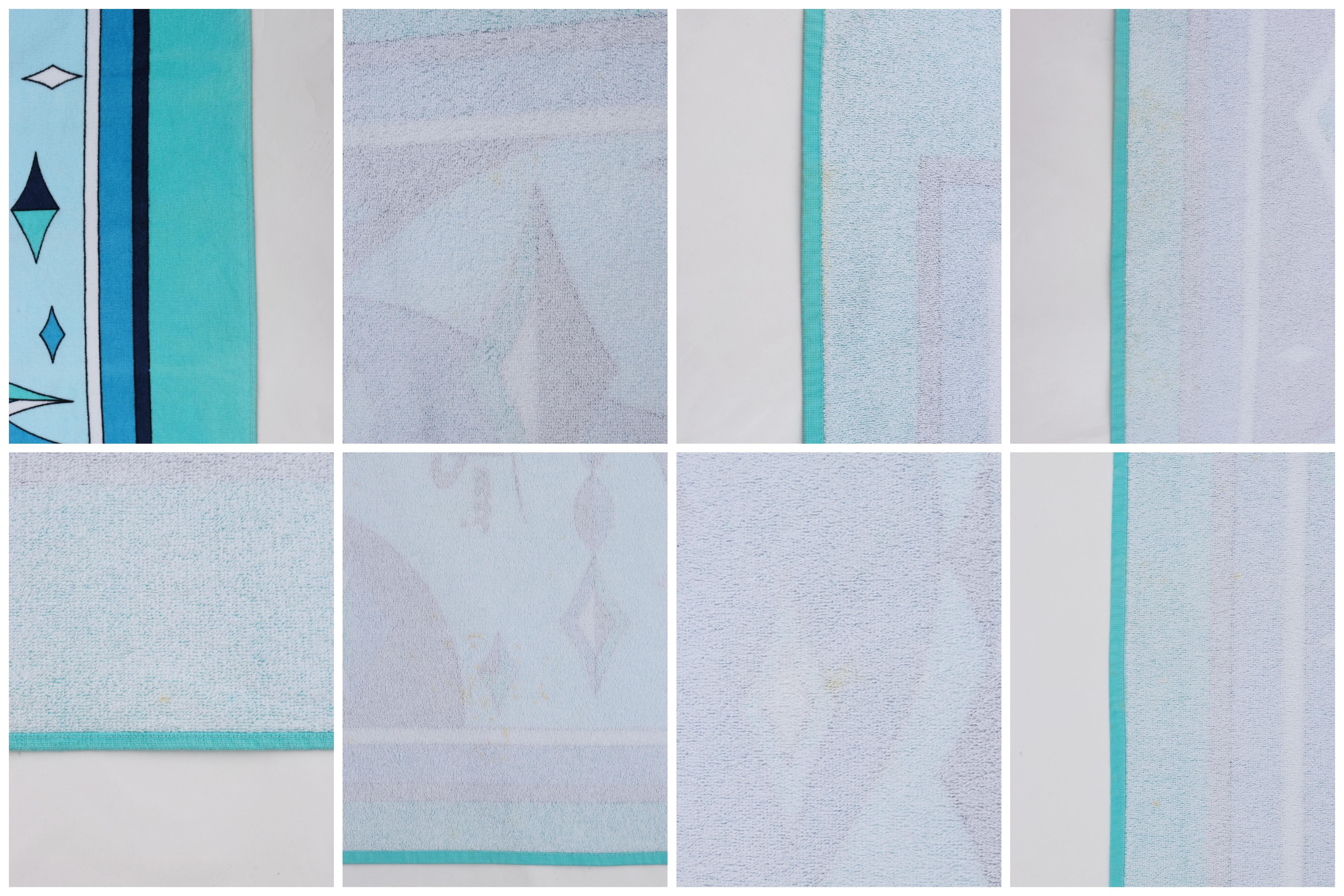 EMILIO PUCCI c.1970’s Aqua Blue Abstract Signature Diamond Print Beach Towel Vtg 4