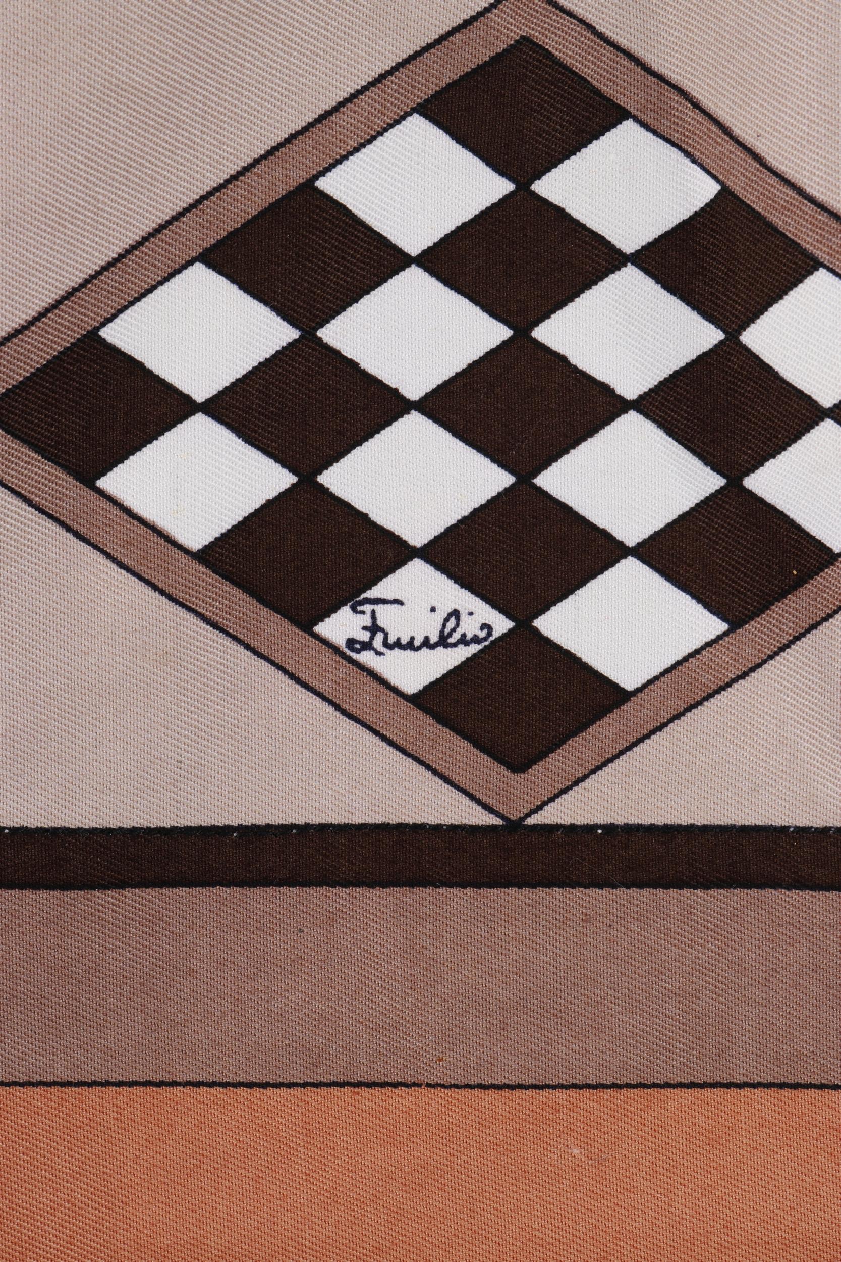 Women's EMILIO PUCCI c.1970’s Brown White Checkered Geometric Shape 2 Pc Bikini Swimsuit