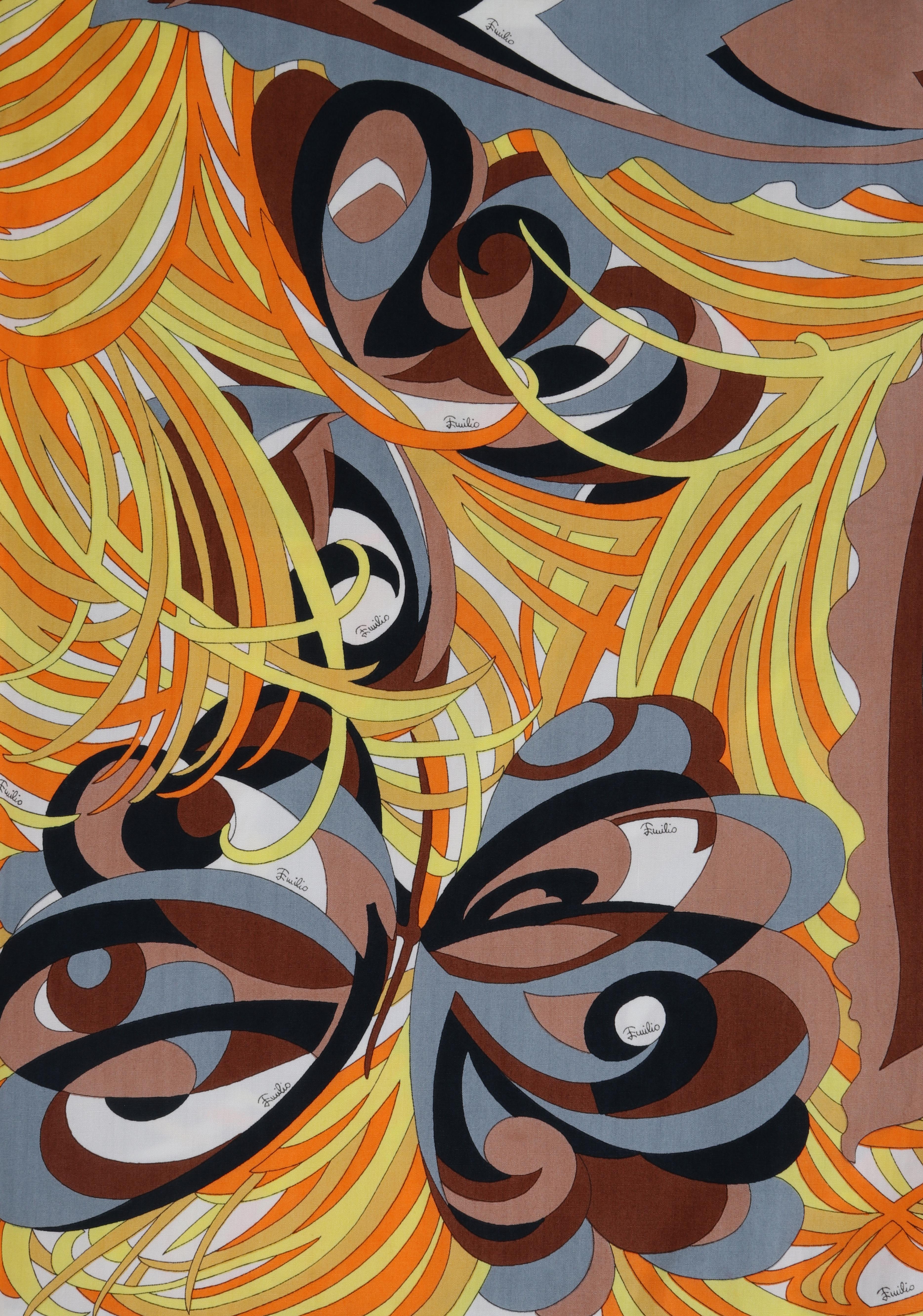 A.I.C. 1970, camicetta con stampa floreale a farfalla Op Art, camicetta e gonna in vendita 7