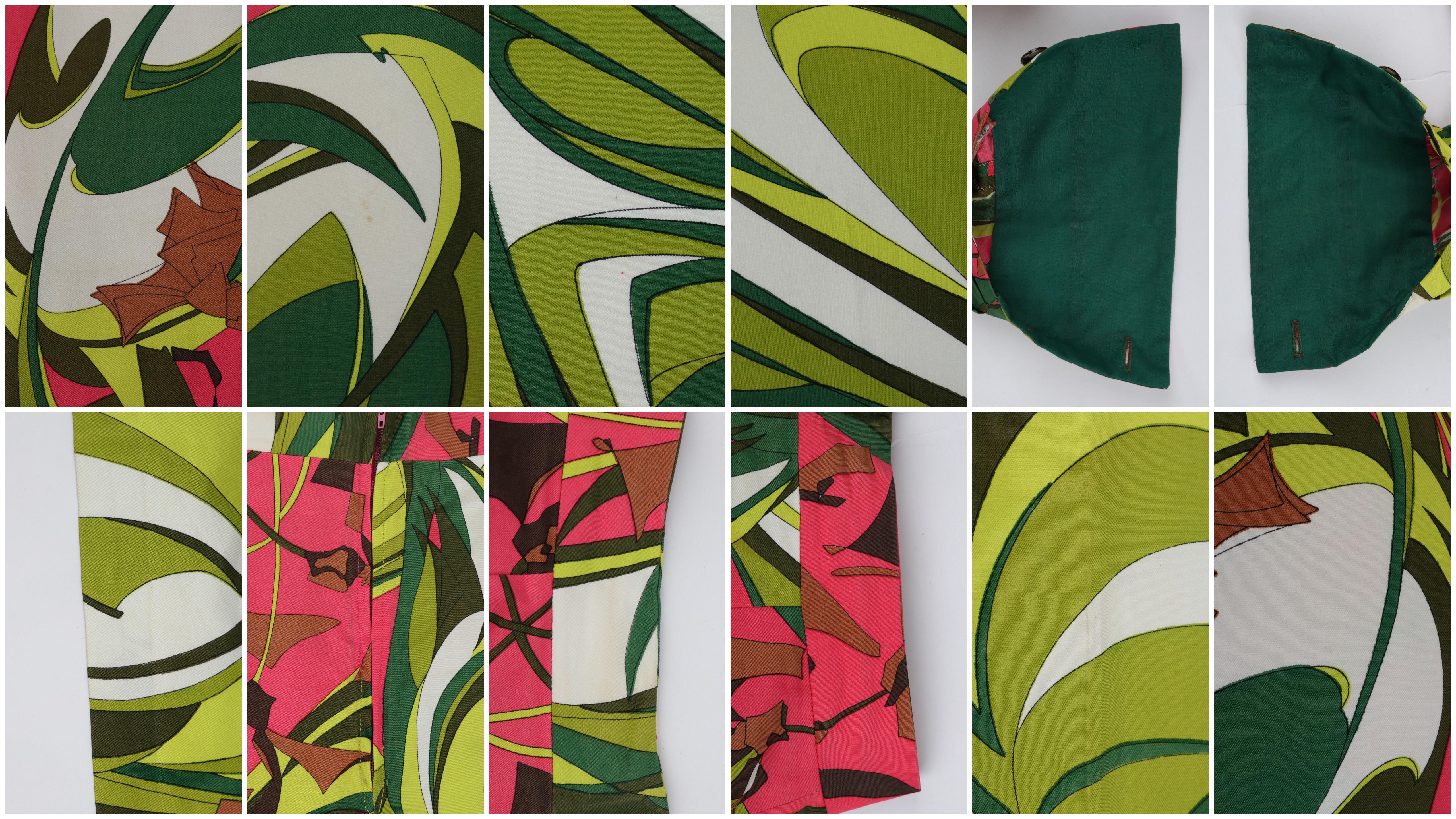 EMILIO PUCCI c.1970 Multicolor Floral Op Art Print Chaqueta Pantalón Traje Conjunto en venta 10