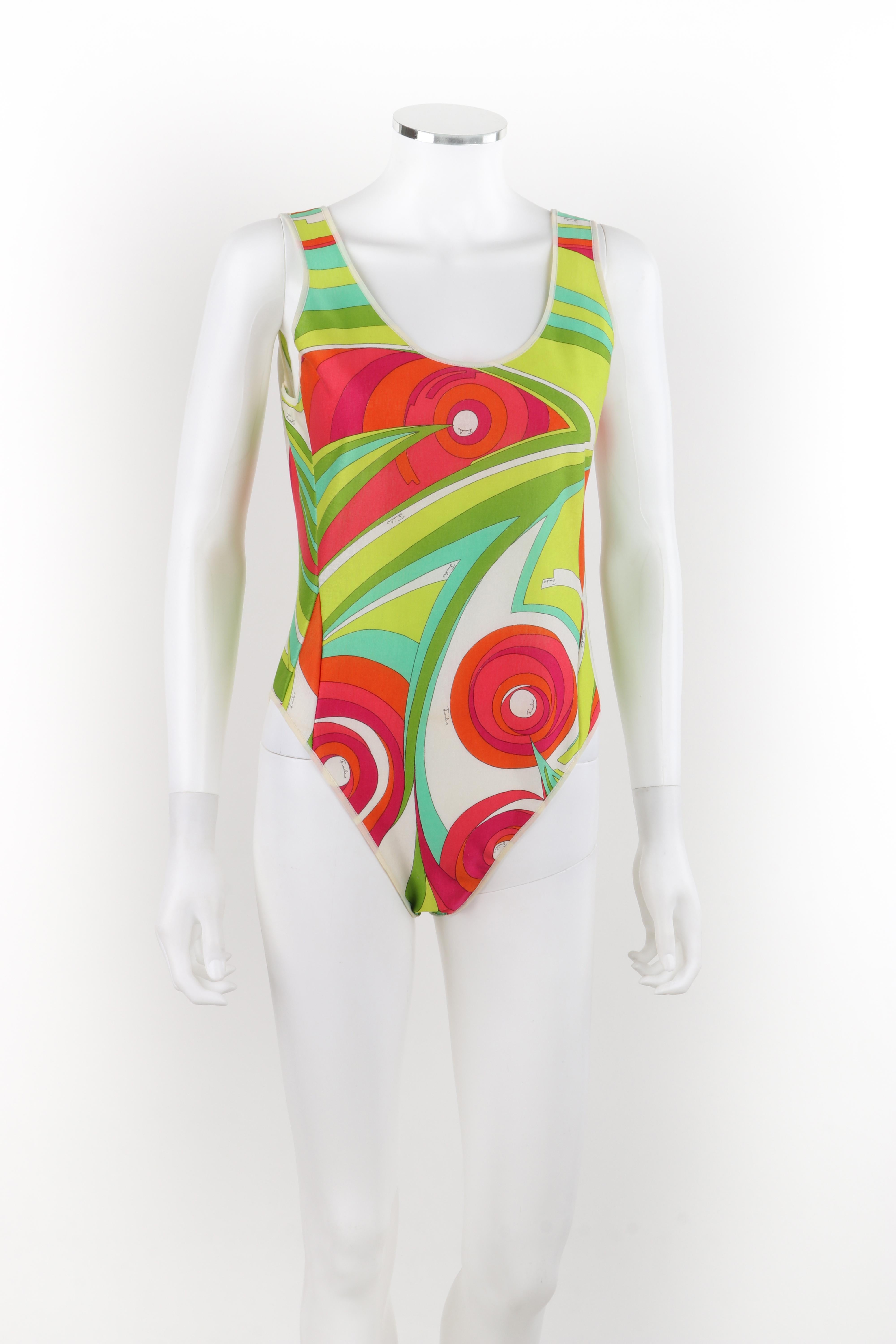 EMILIO PUCCI, combinaison de bain une pièce Op Art multicolore, années 1970 Bon état - En vente à Thiensville, WI