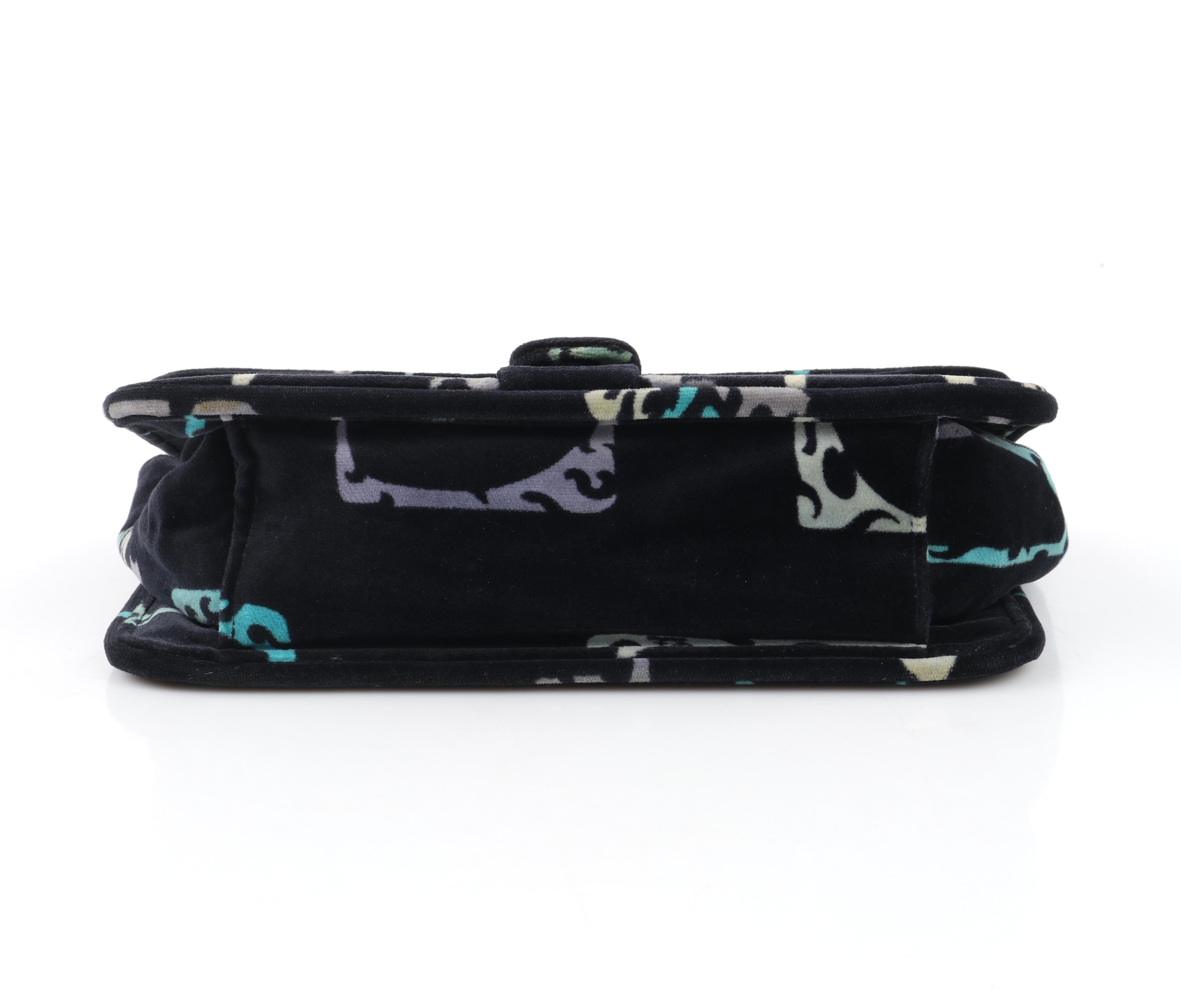 EMILIO PUCCI c.1970's Multicolor Velvet Print Gold Chain Shoulder Bag Purse For Sale 5
