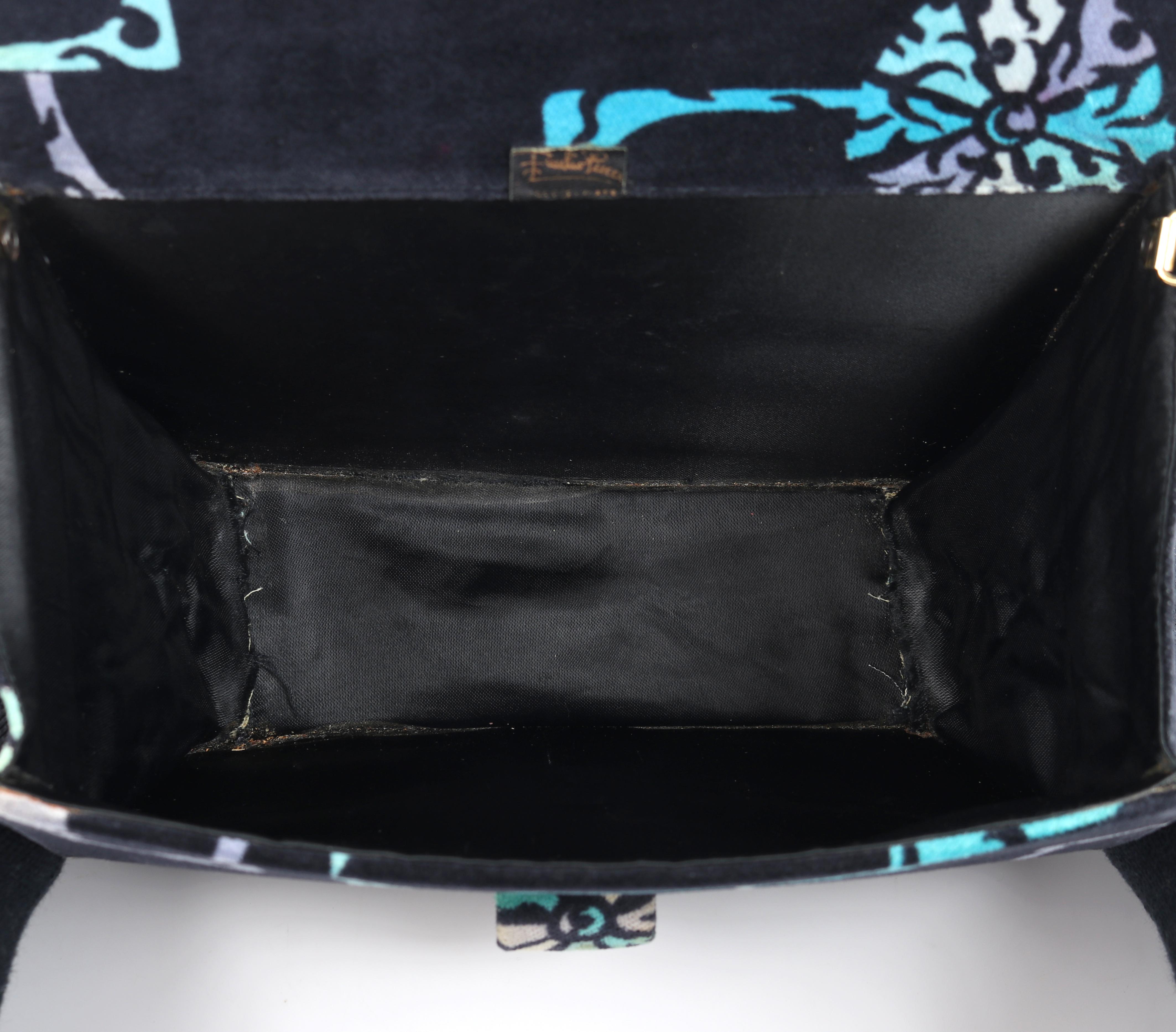 EMILIO PUCCI c.1970's Multicolor Velvet Print Gold Chain Shoulder Bag Purse For Sale 6