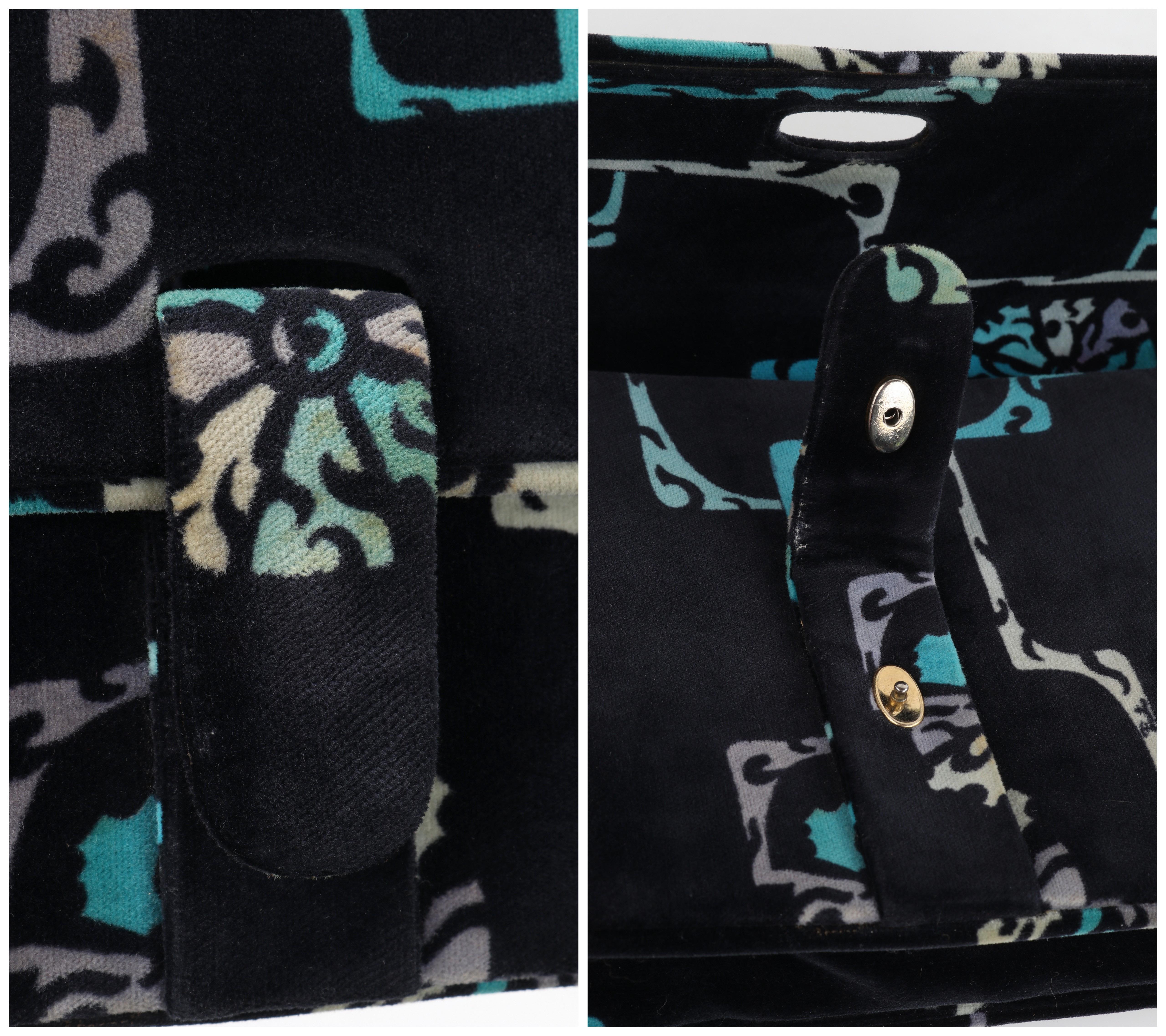 EMILIO PUCCI c.1970's Multicolor Velvet Print Gold Chain Shoulder Bag Purse For Sale 9